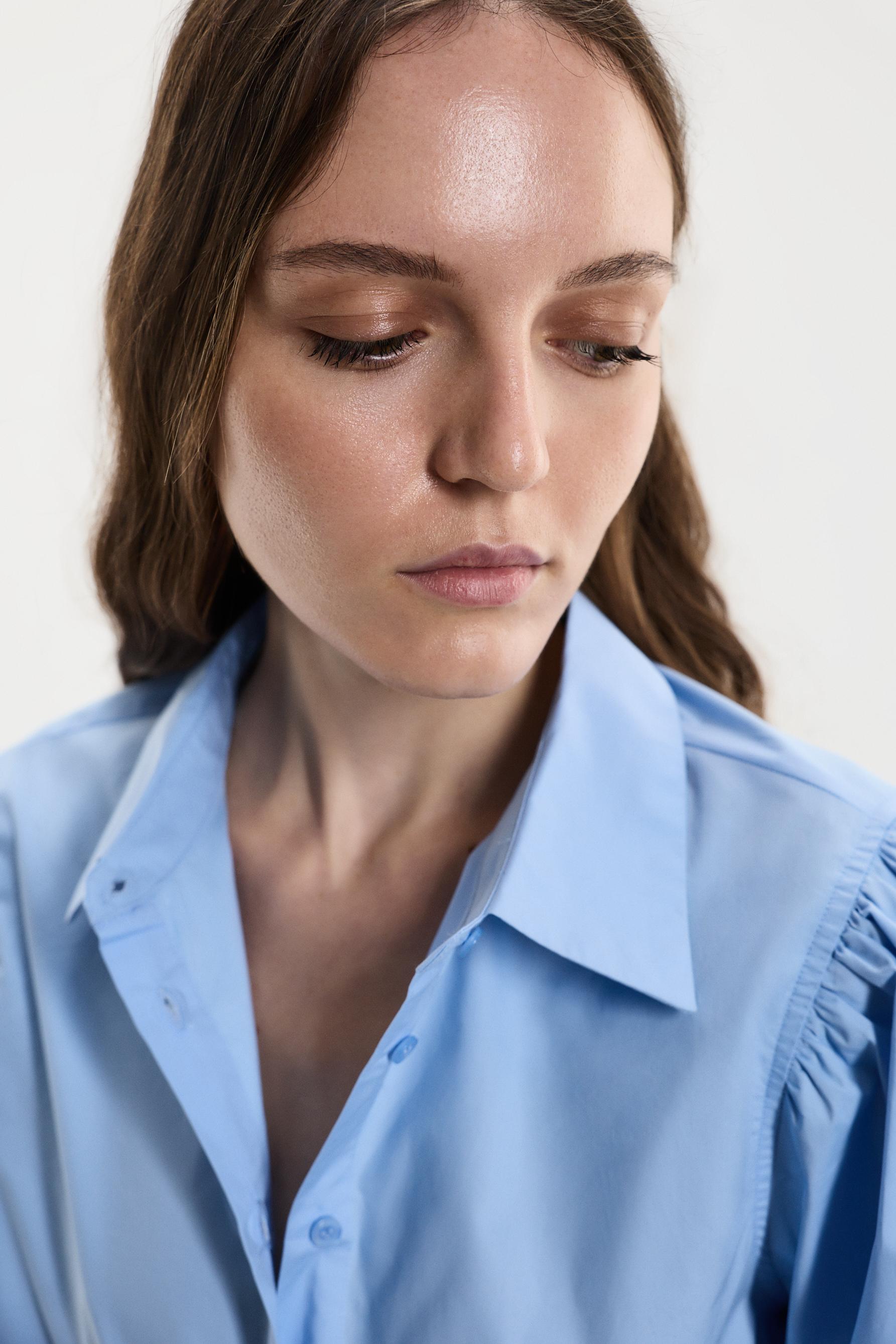 Balloon sleeve blouse — PALE BLUE