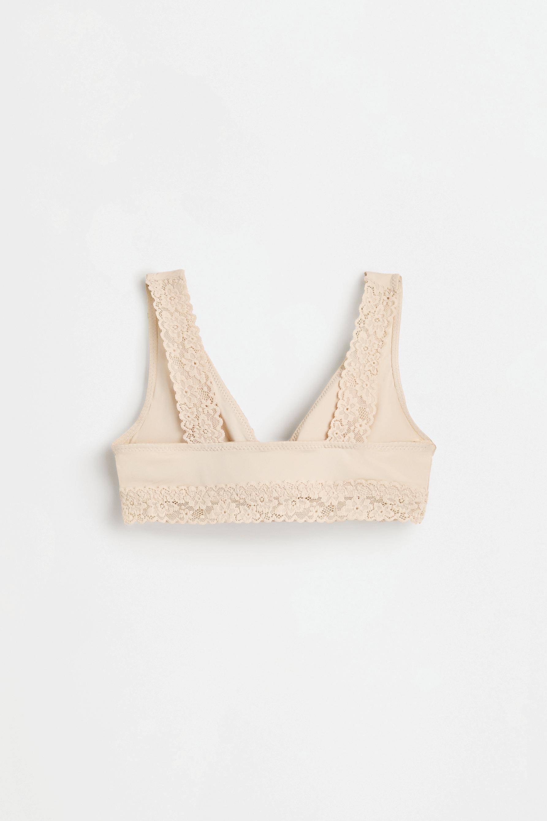 Lace triangle top (2-pack) — BEIGE