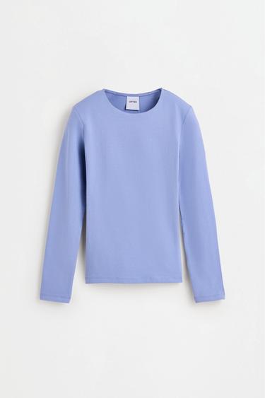 Round neck long sleeve T-shirt — PASTEL BLUE 6