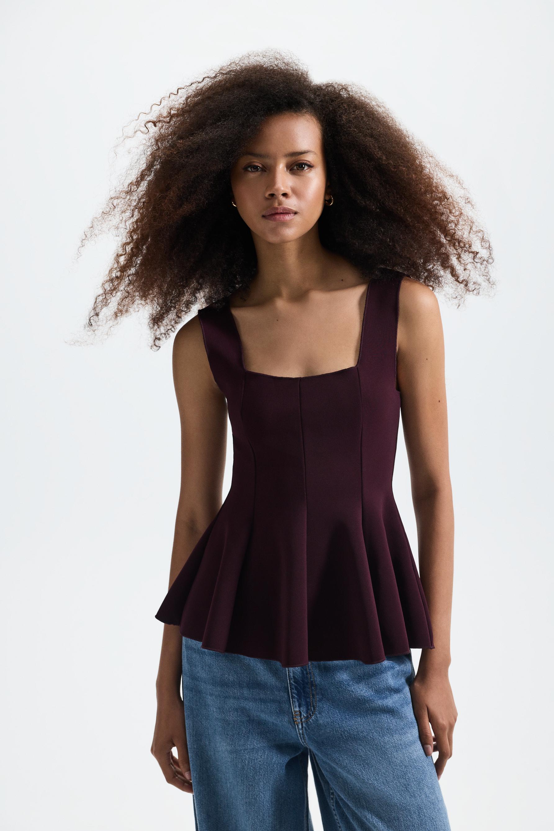 Peplum top — MAROON