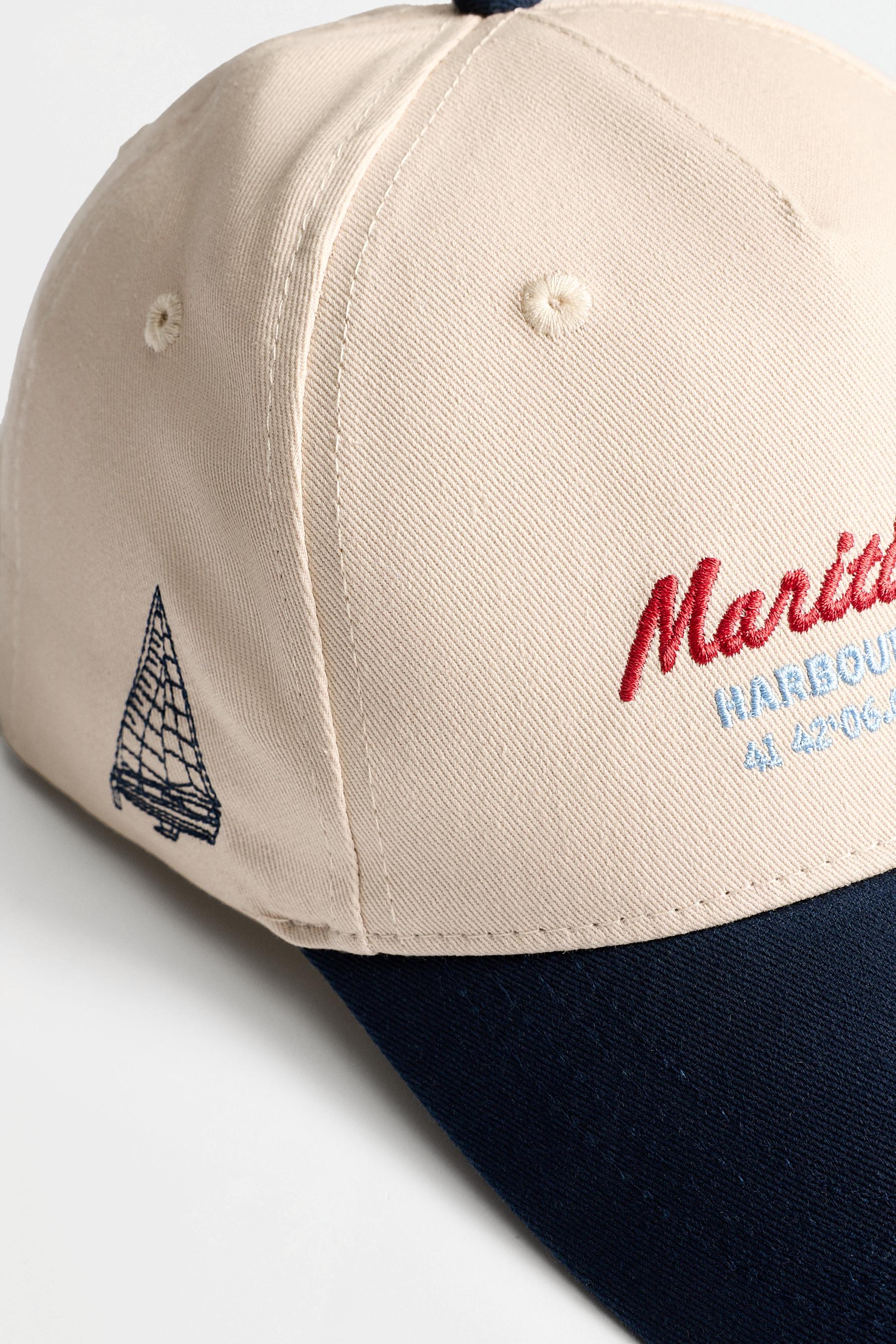Embroidered slogan cap — MEDIUM ECRU