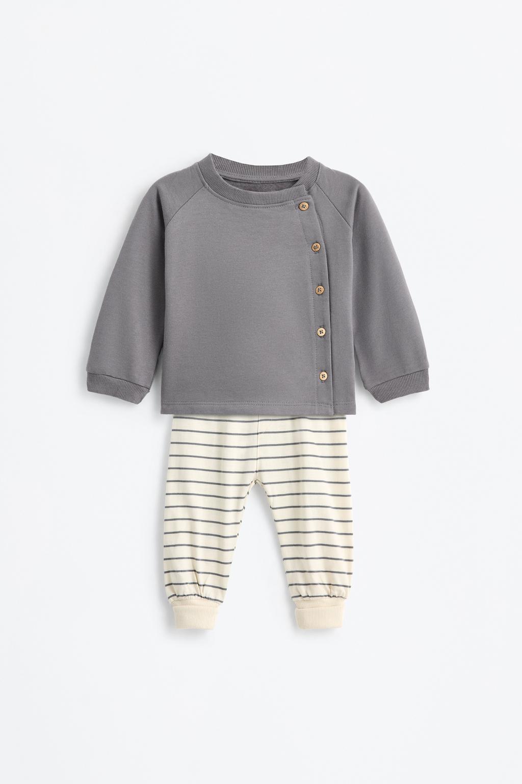 Conjunto de sweatshirt e calças com botões