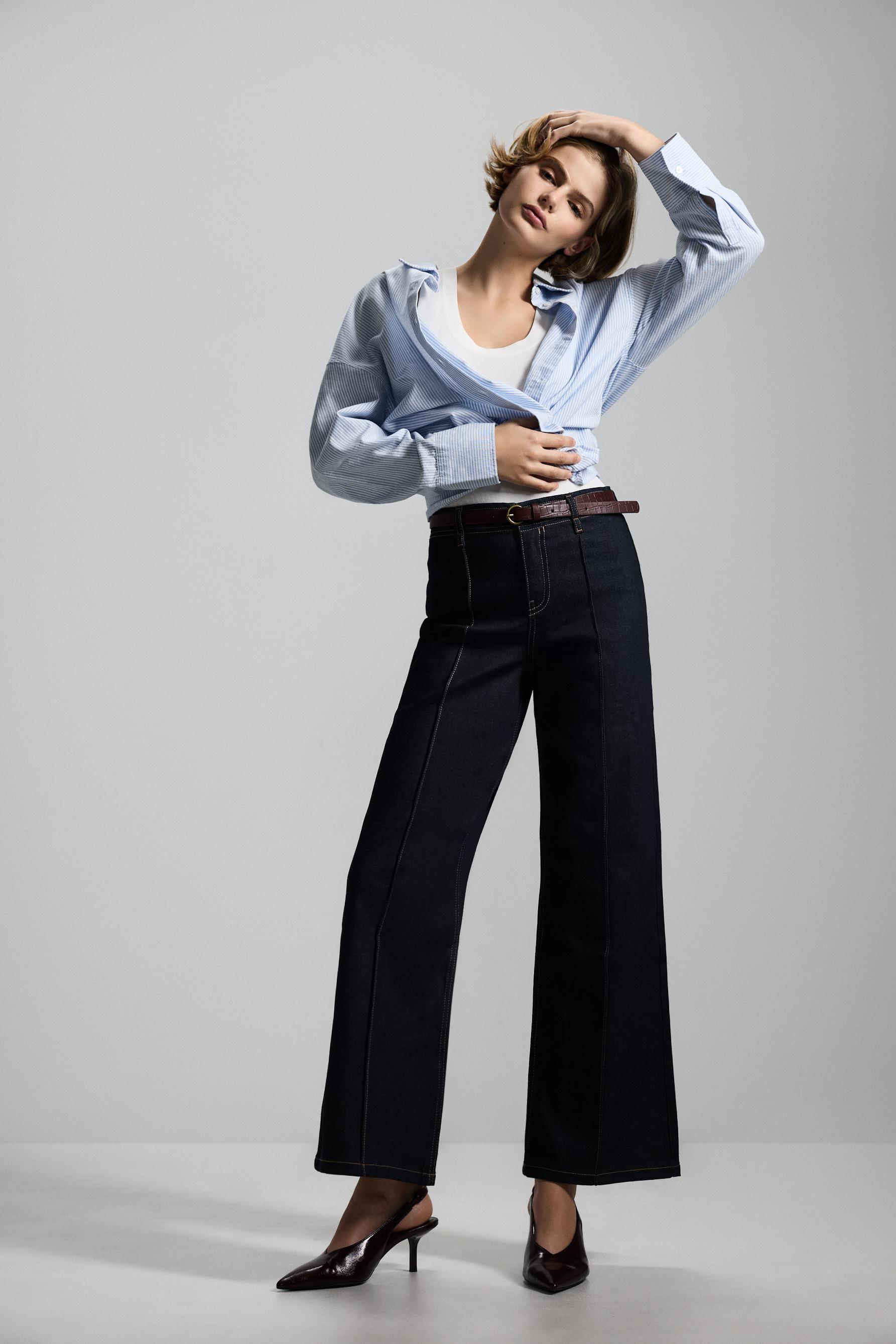 Straight leg seam detail jeans — NAVY