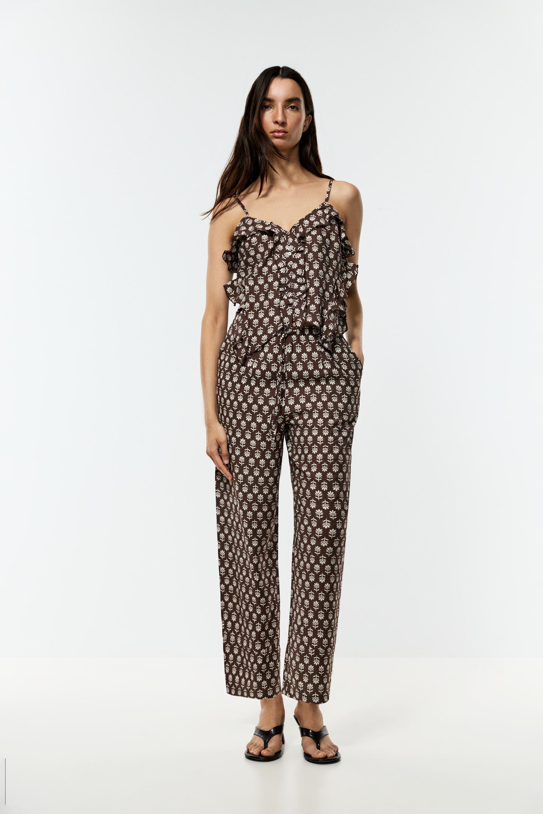 Textured camisole top — BROWN TONES