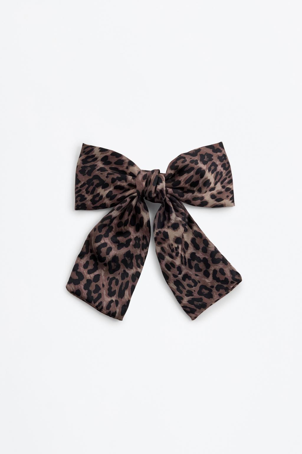 Animal print bow hair clip