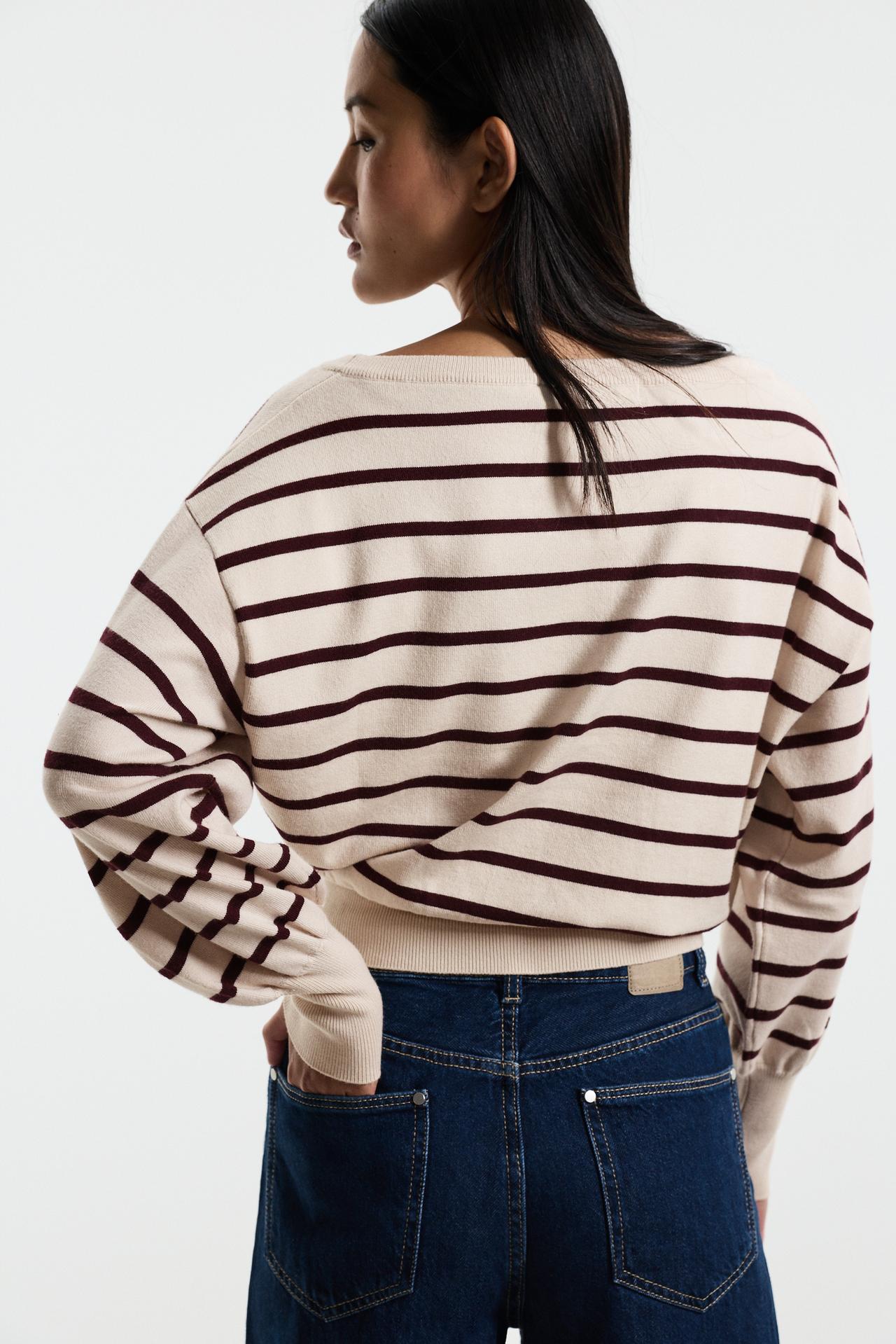 Off-the-shoulder knit sweater — ECRU/BEIGE