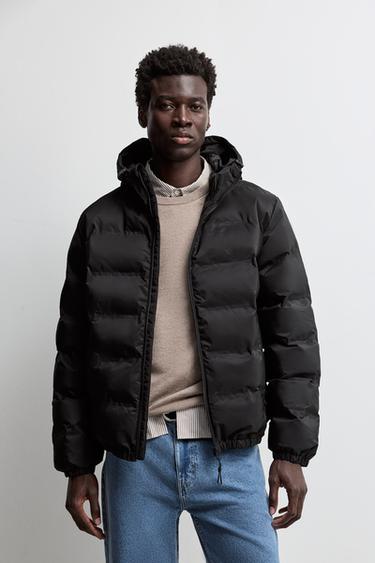 Padded jacket with hood — BLACK 1