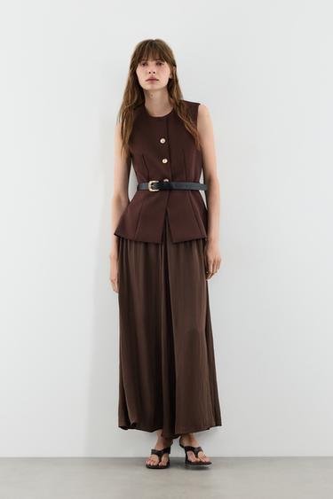 Long buttoned waistcoat — DARK BROWN 2
