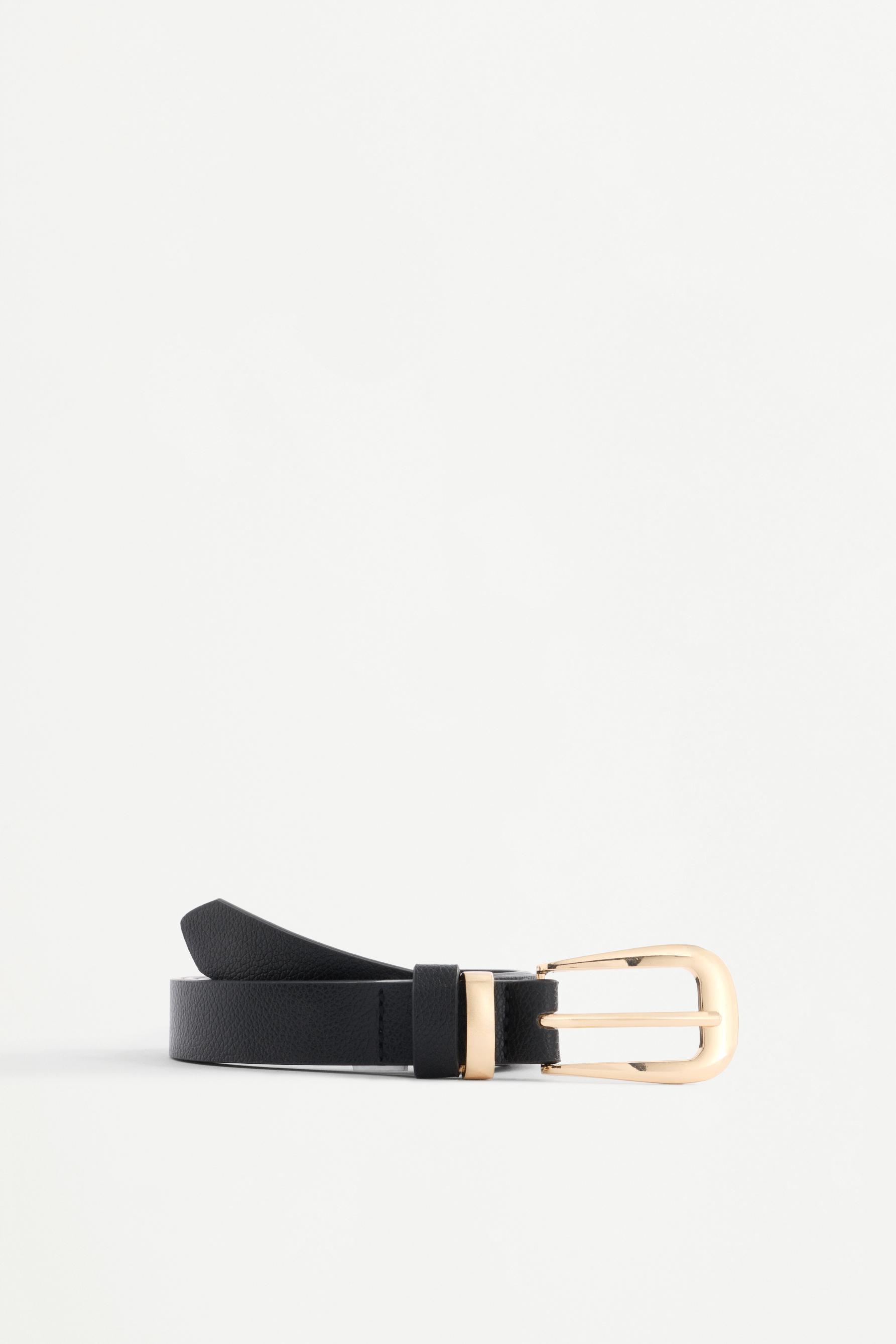 Thin leather effect belt — BLACK