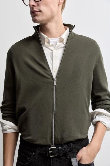 Mock-neck zip sweater — DARK GREEN 3