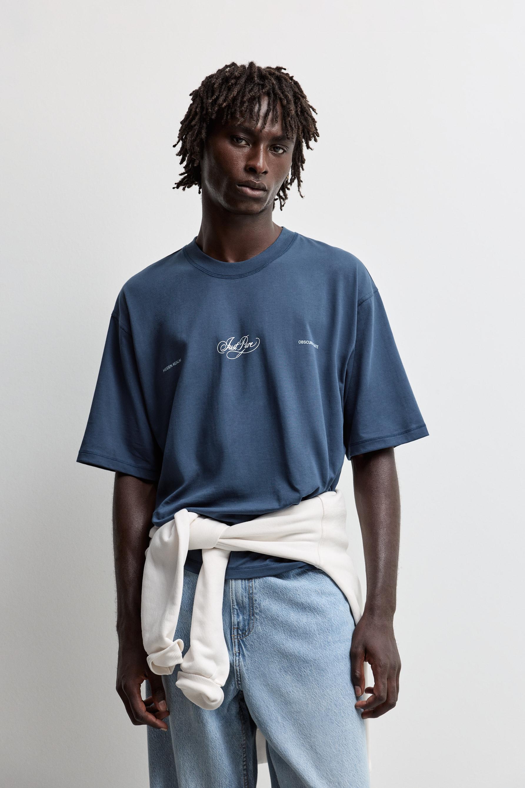 Oversize printed T-shirt — DARK BLUE