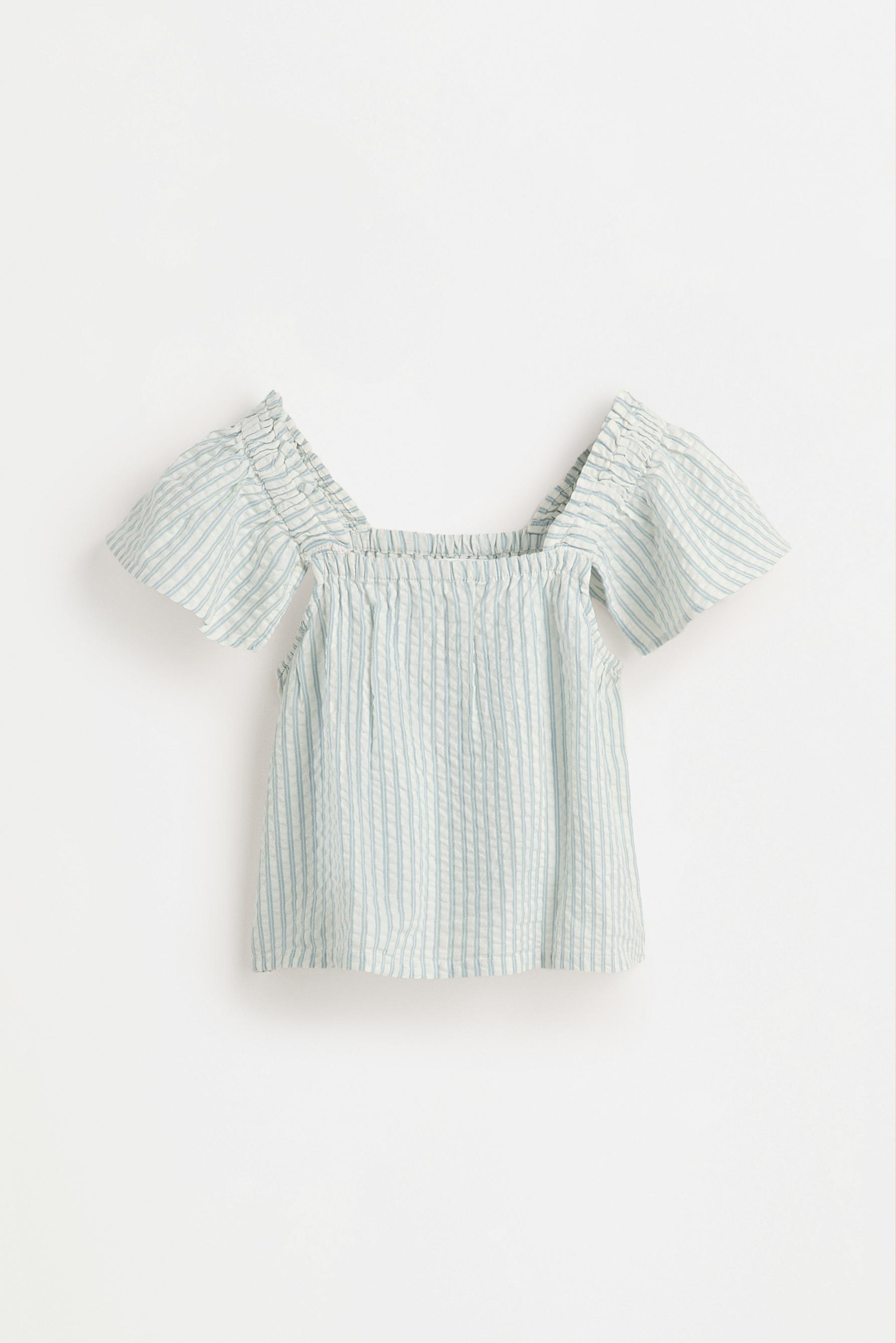 Striped seersucker top — PALE SKY BLUE