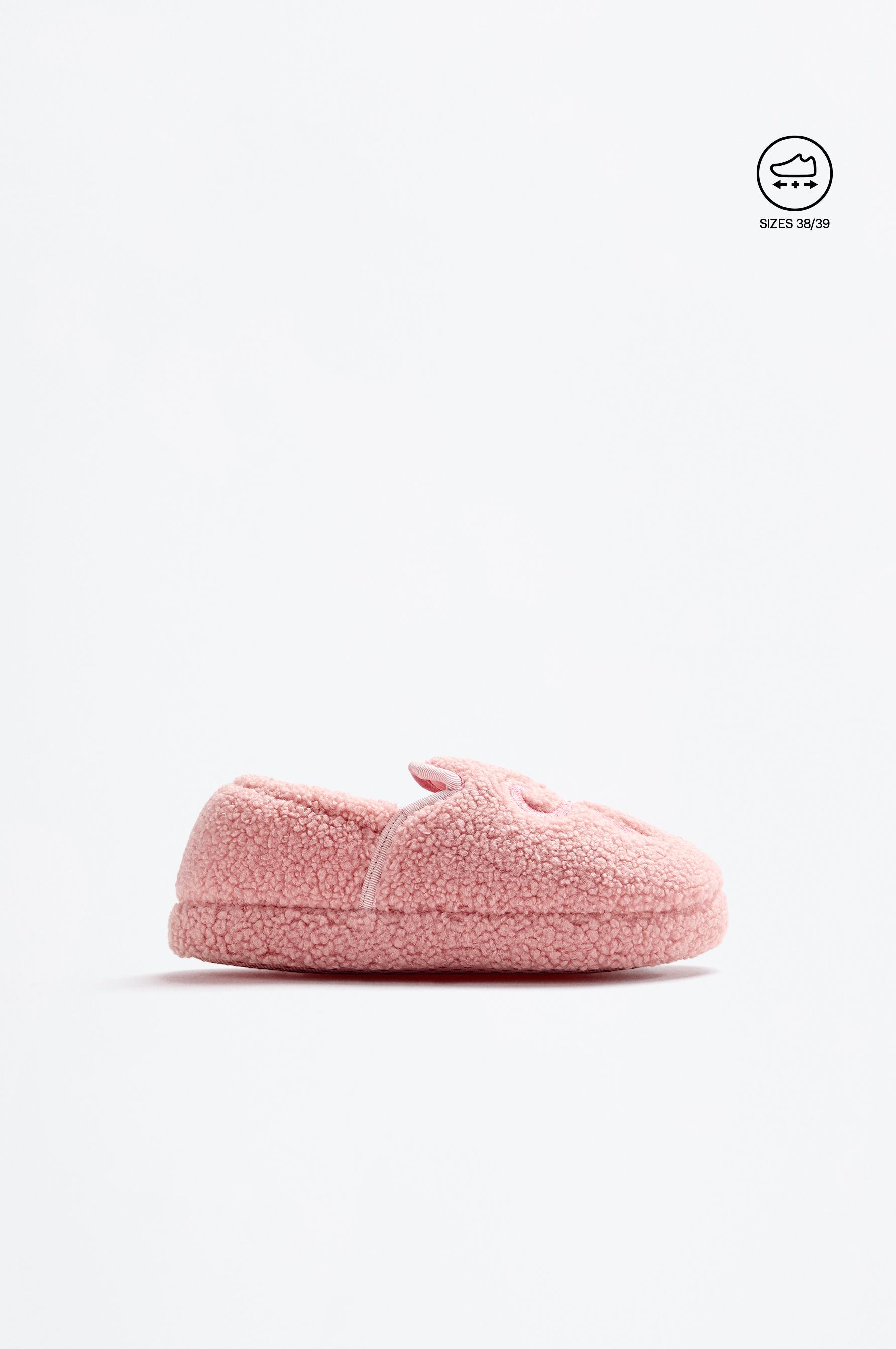 Soft bow closed house slippers — DARK PINK
