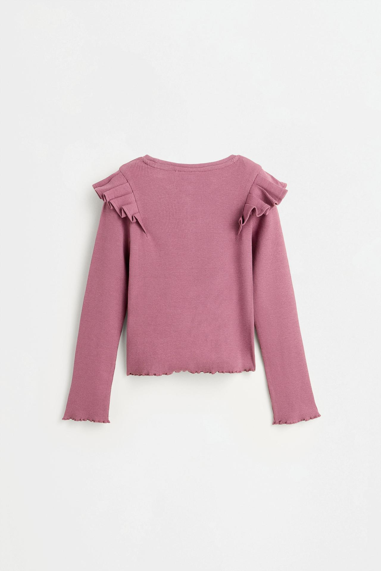 Ribbed Ruffle T-shirt — DARK PLUM