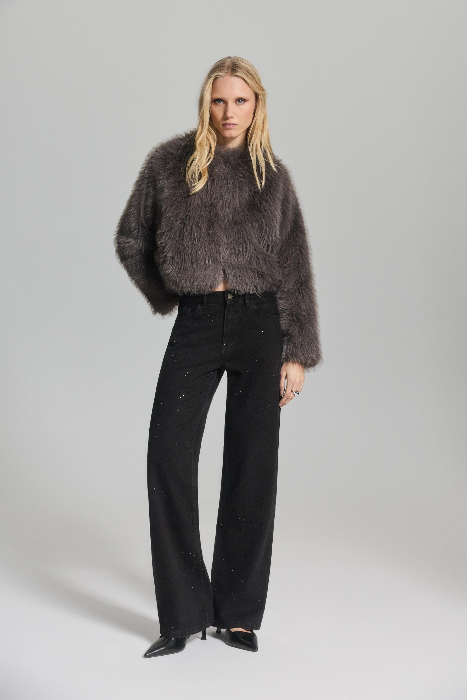 Jeans slim wide strass