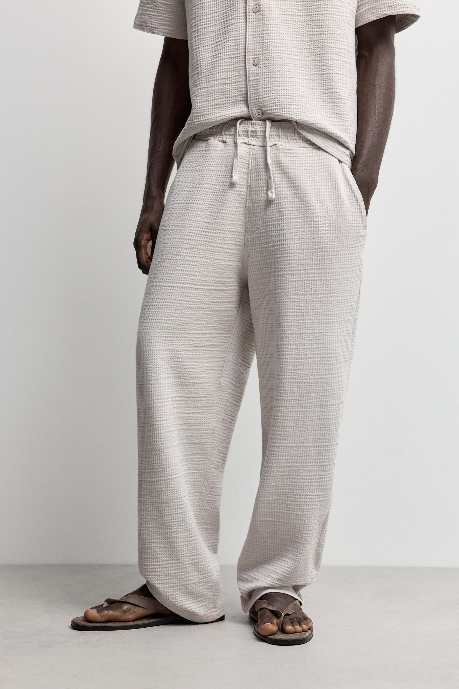 Seersucker trousers — IVORY