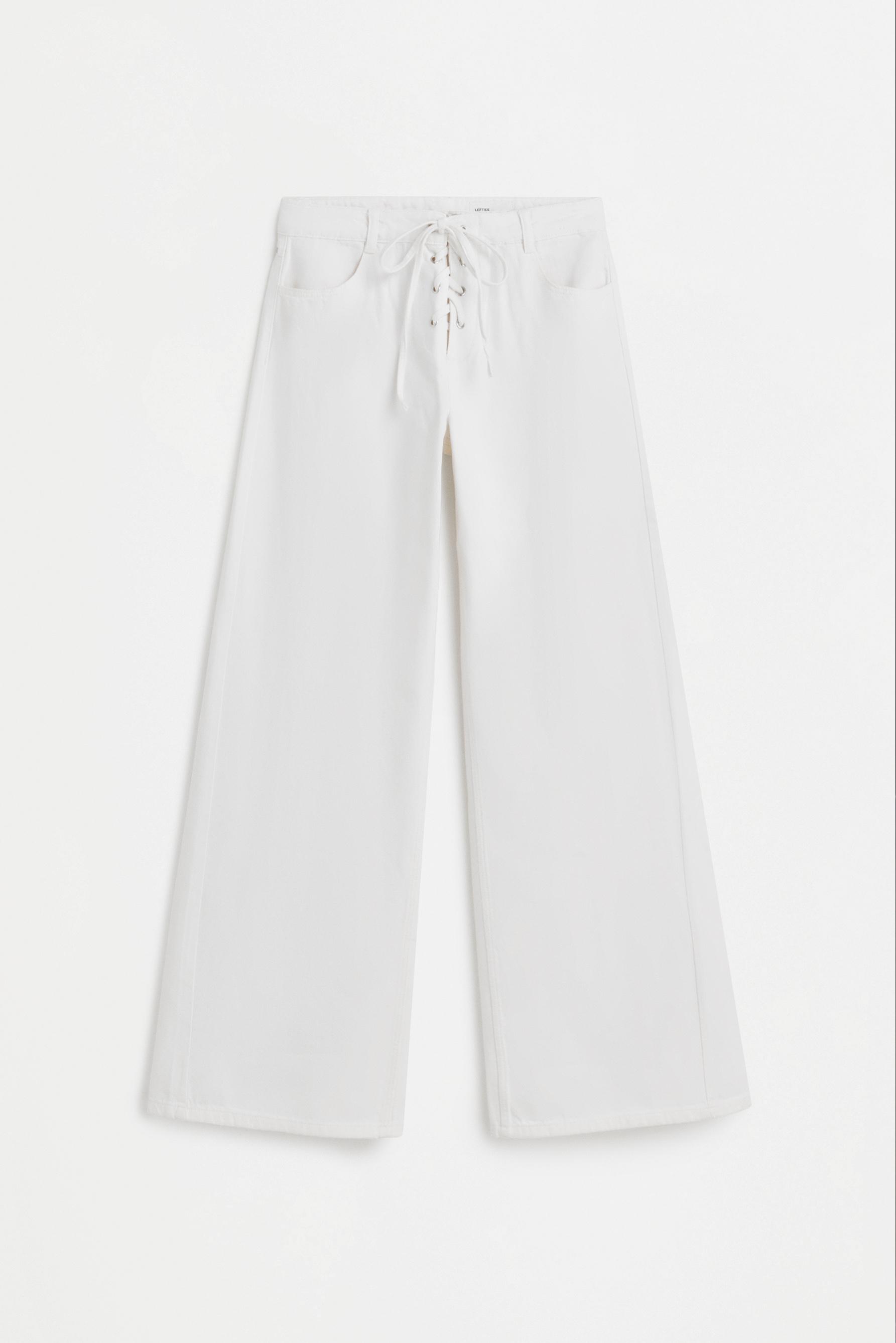 Lightweight wide-leg tie jeans — OFF WHITE