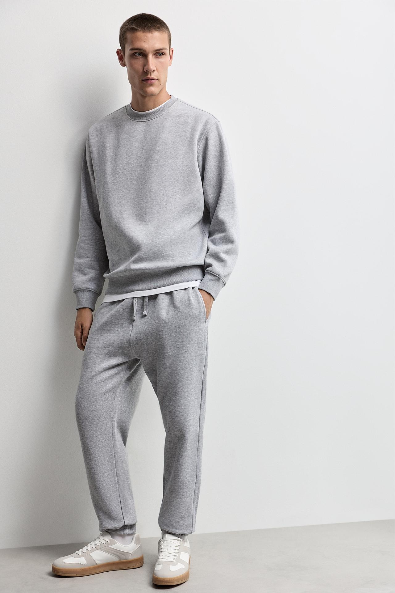 Slim fit tracksuit bottoms — GREY MARL
