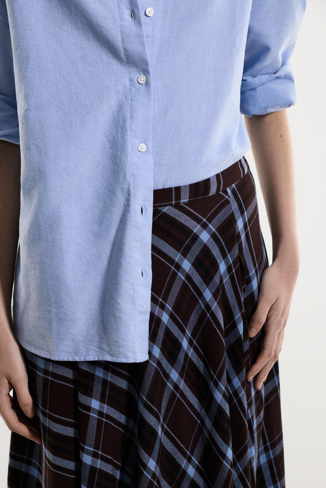 Plaid midi skirt — BROWN/BLUE