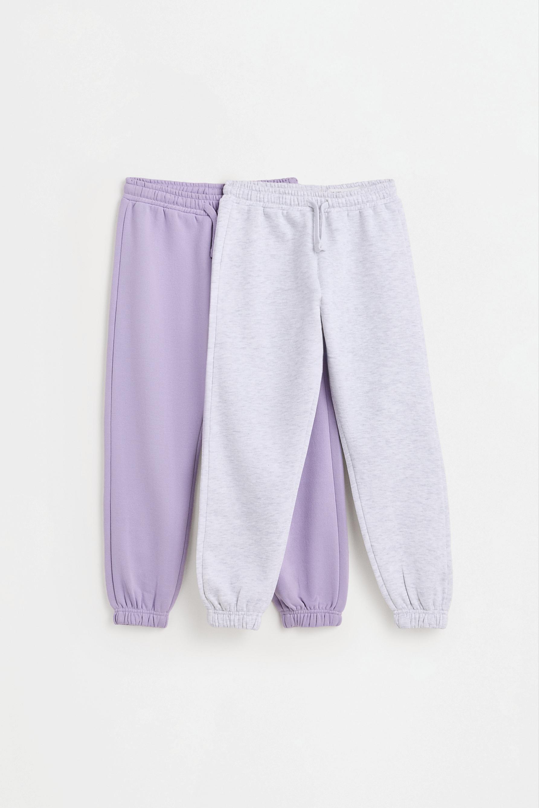Pack of 2 plain plush trousers — PALE GREY