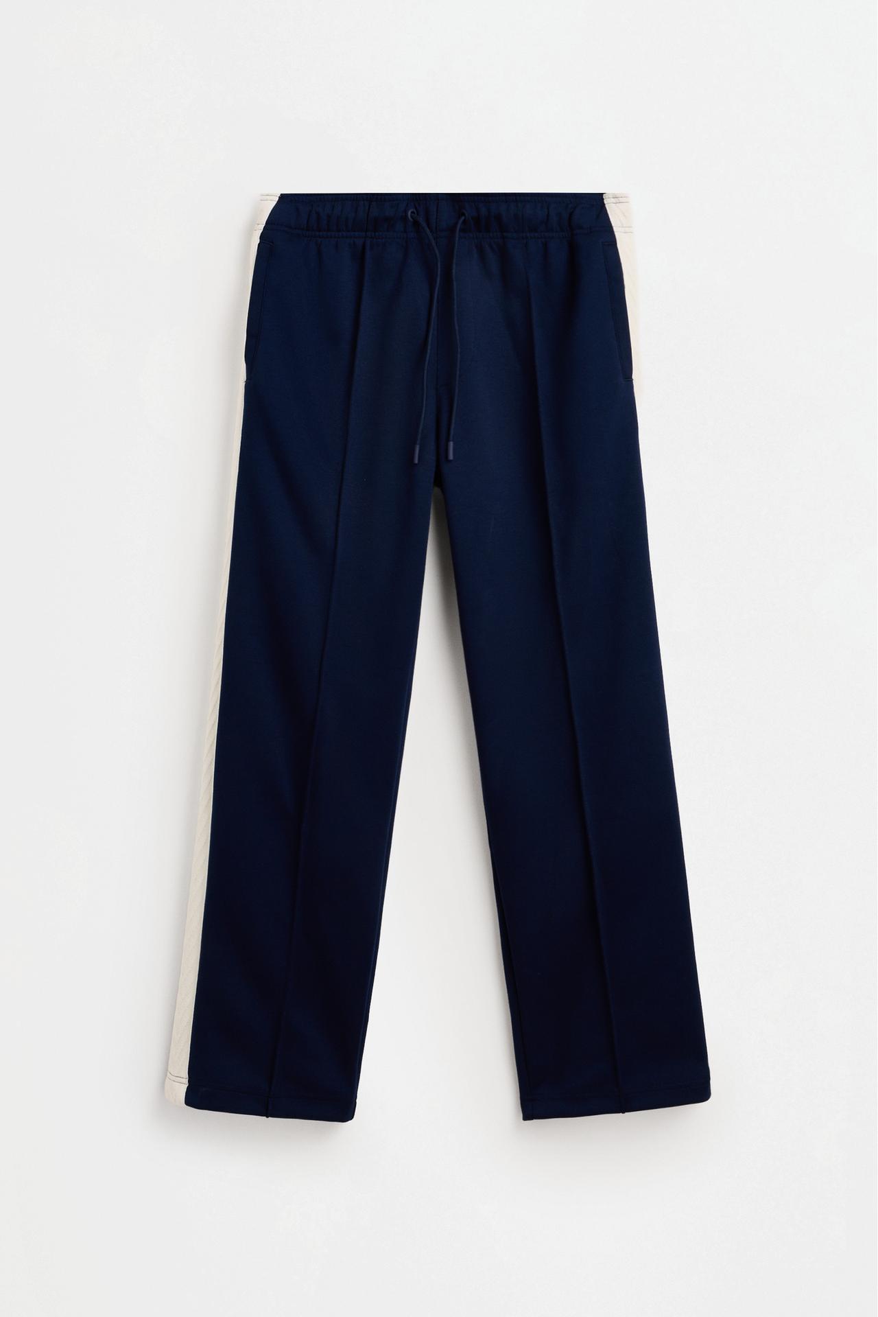 Interlock trousers with side stripes — NAVY BLUE