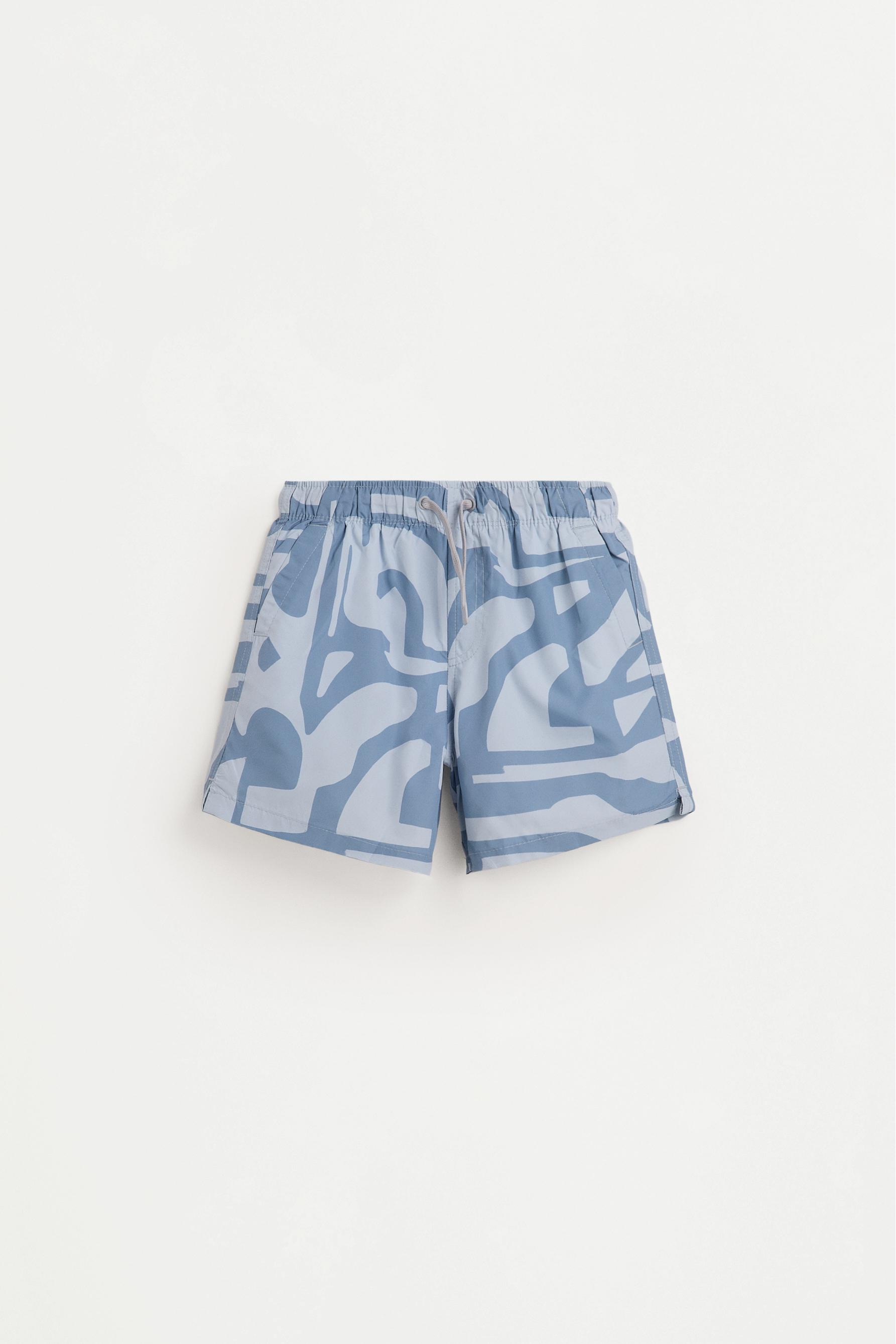 Printed swim shorts — GREY BLUE