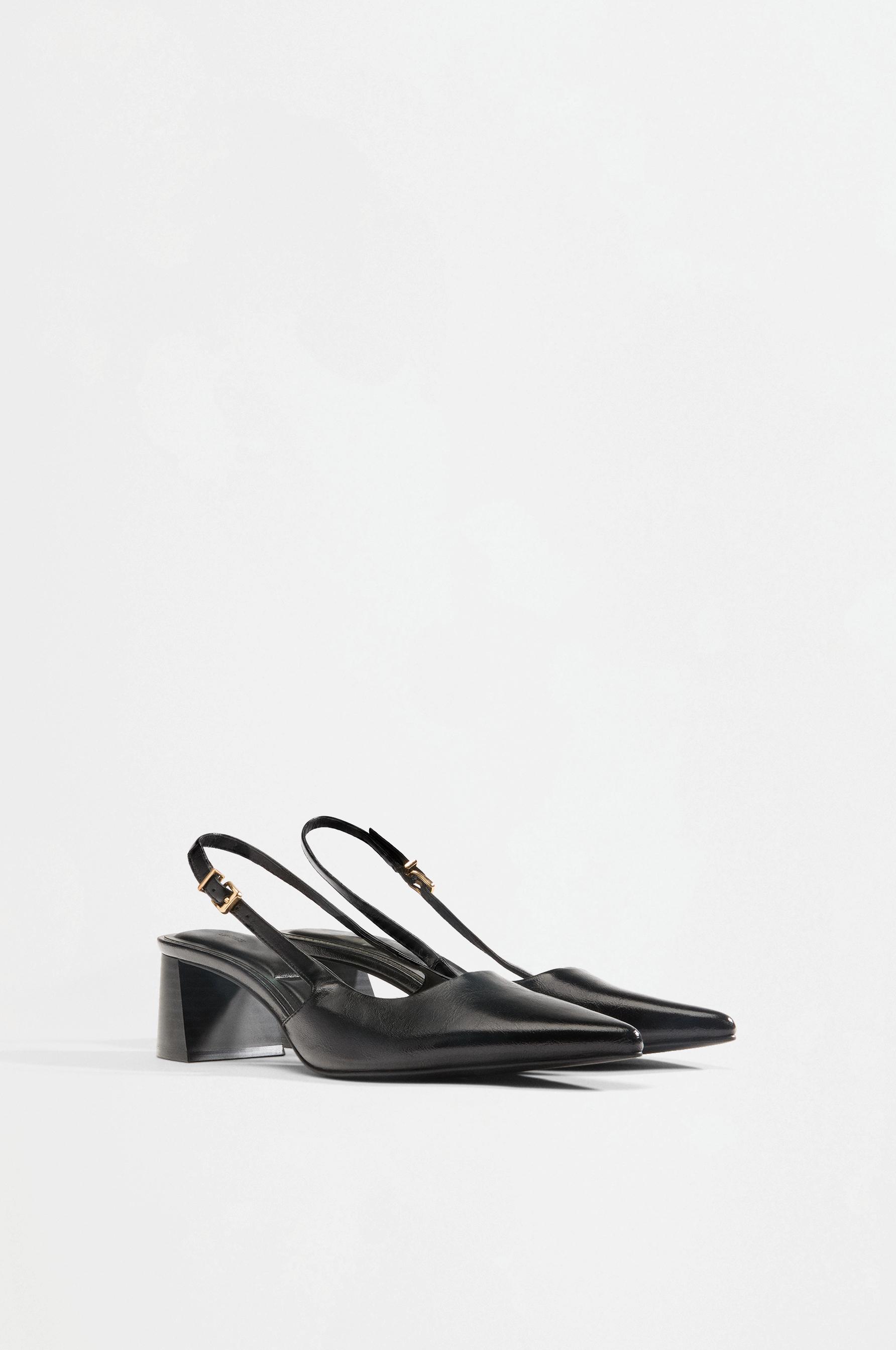 Block heel slingback shoe — BLACK