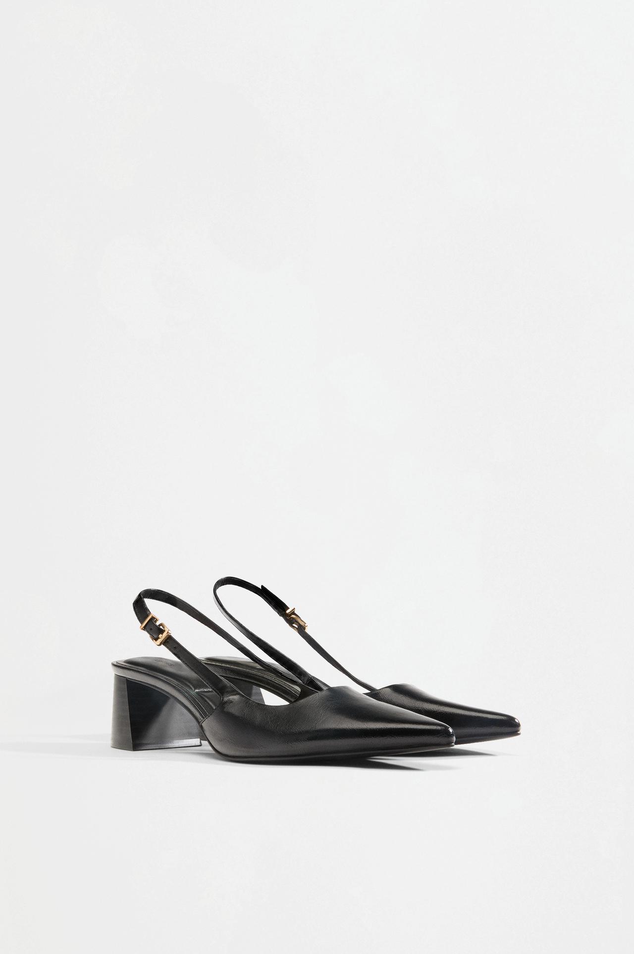 Block heel slingback shoe — BLACK