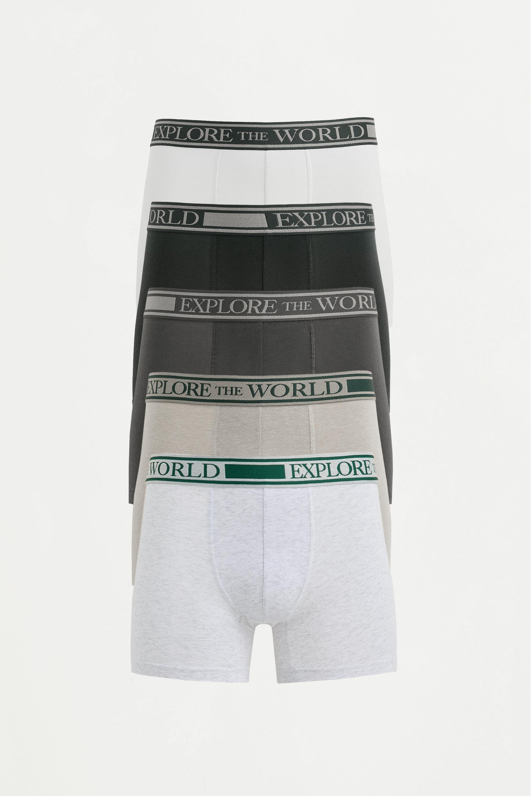 5-pack of long slogan boxers — SAND