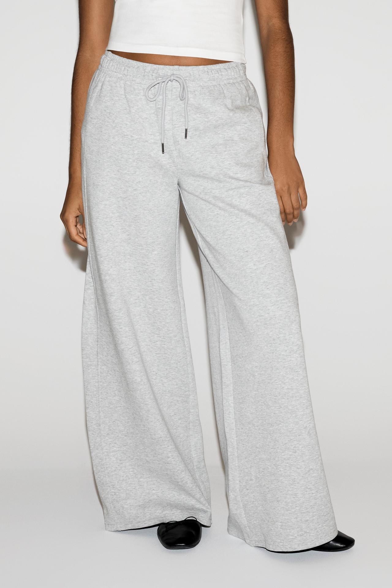 Basic wide-leg tracksuit trousers — GREY MARL