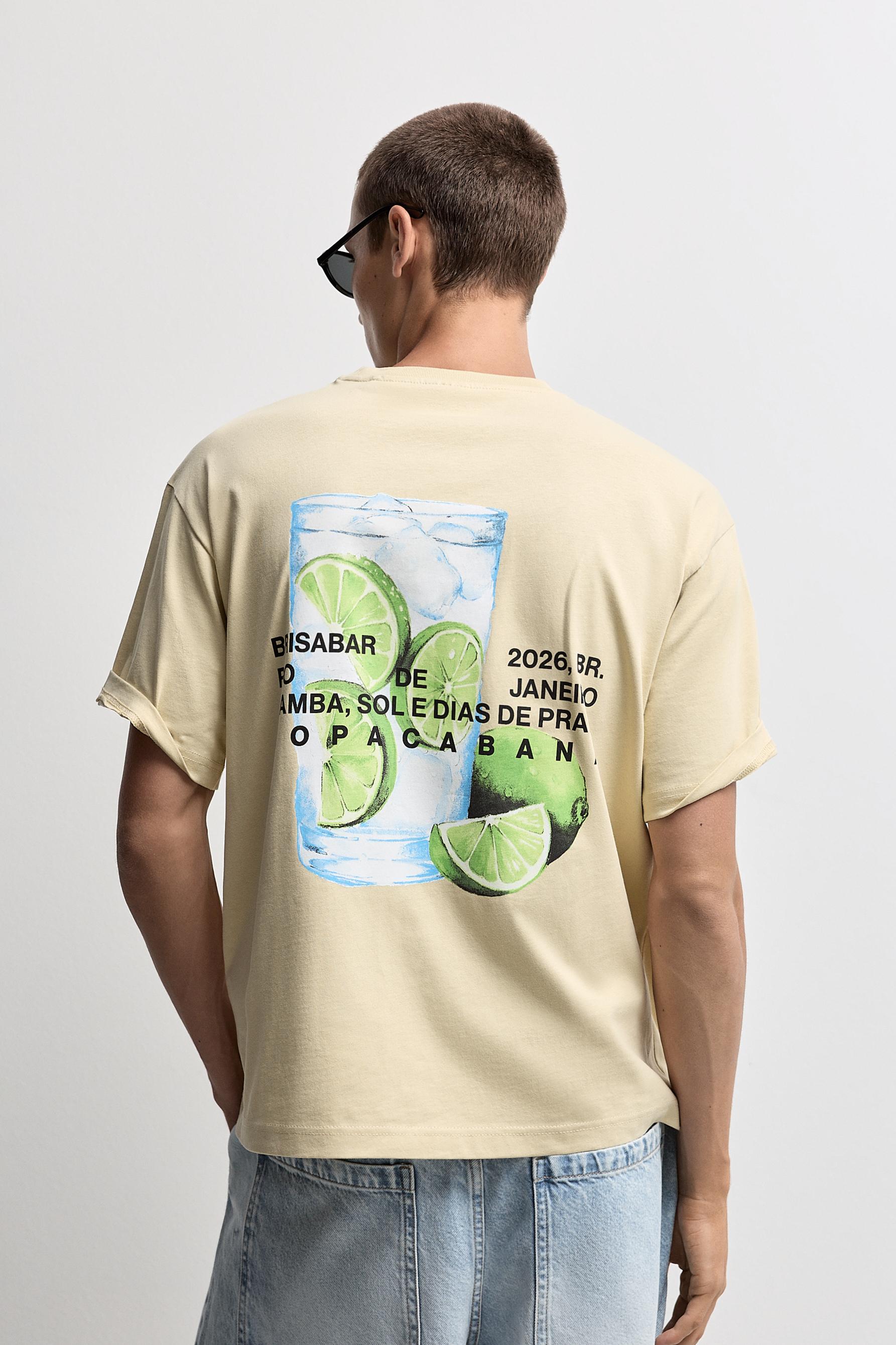 Cherry print T-shirt — PALE YELLOW