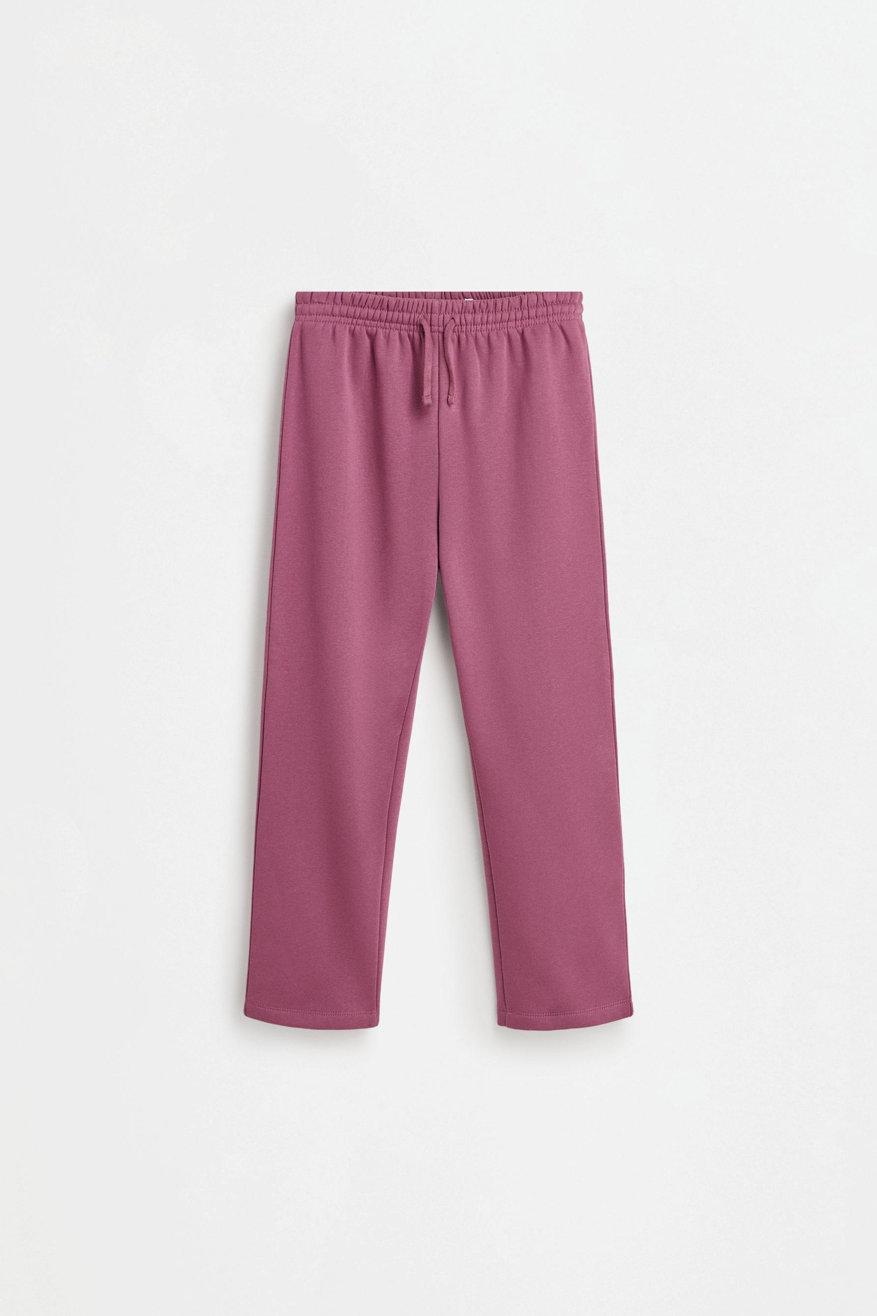 Straight-leg plush trousers — DARK PINK