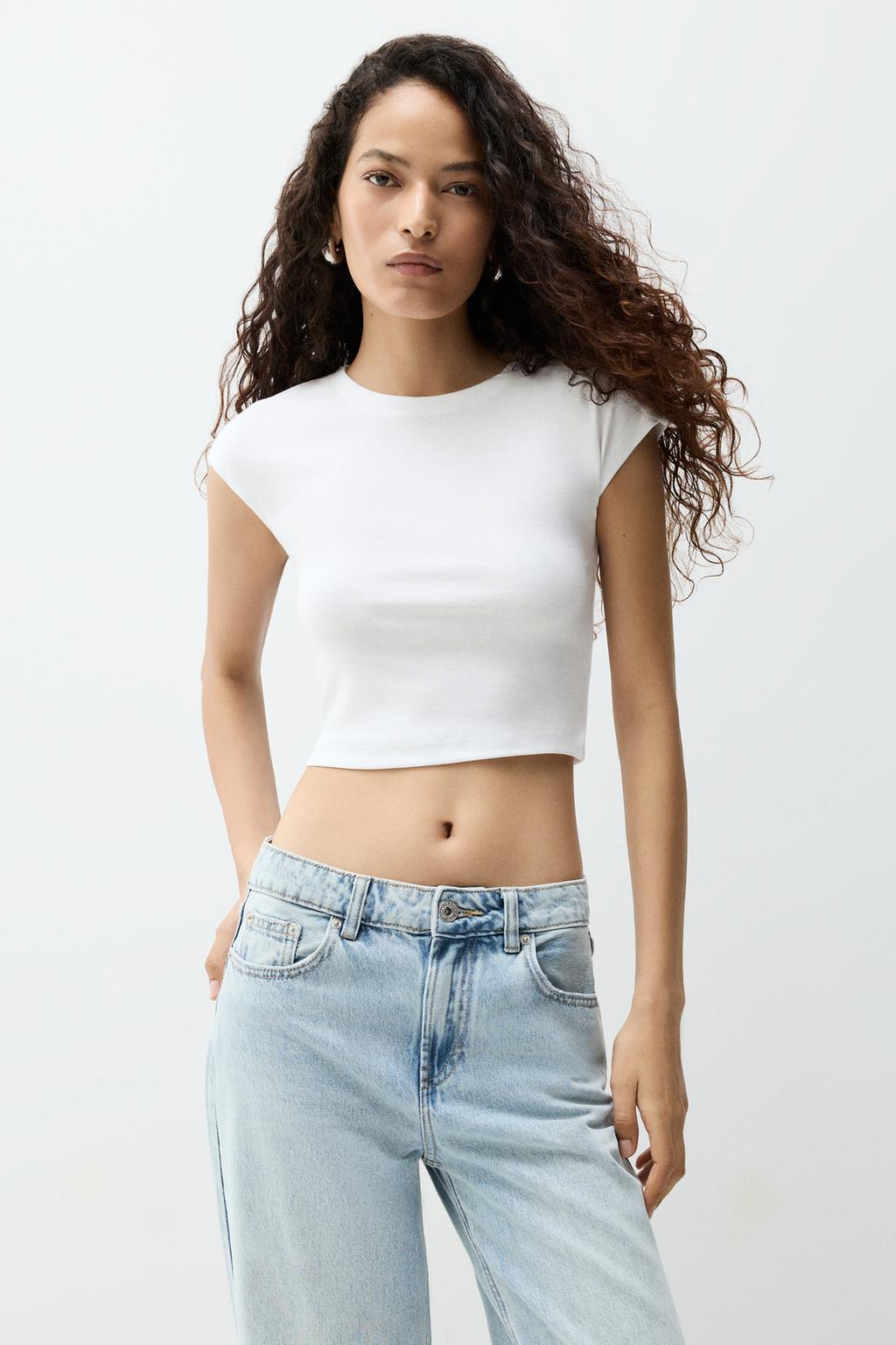 Camiseta cropped manga sisa