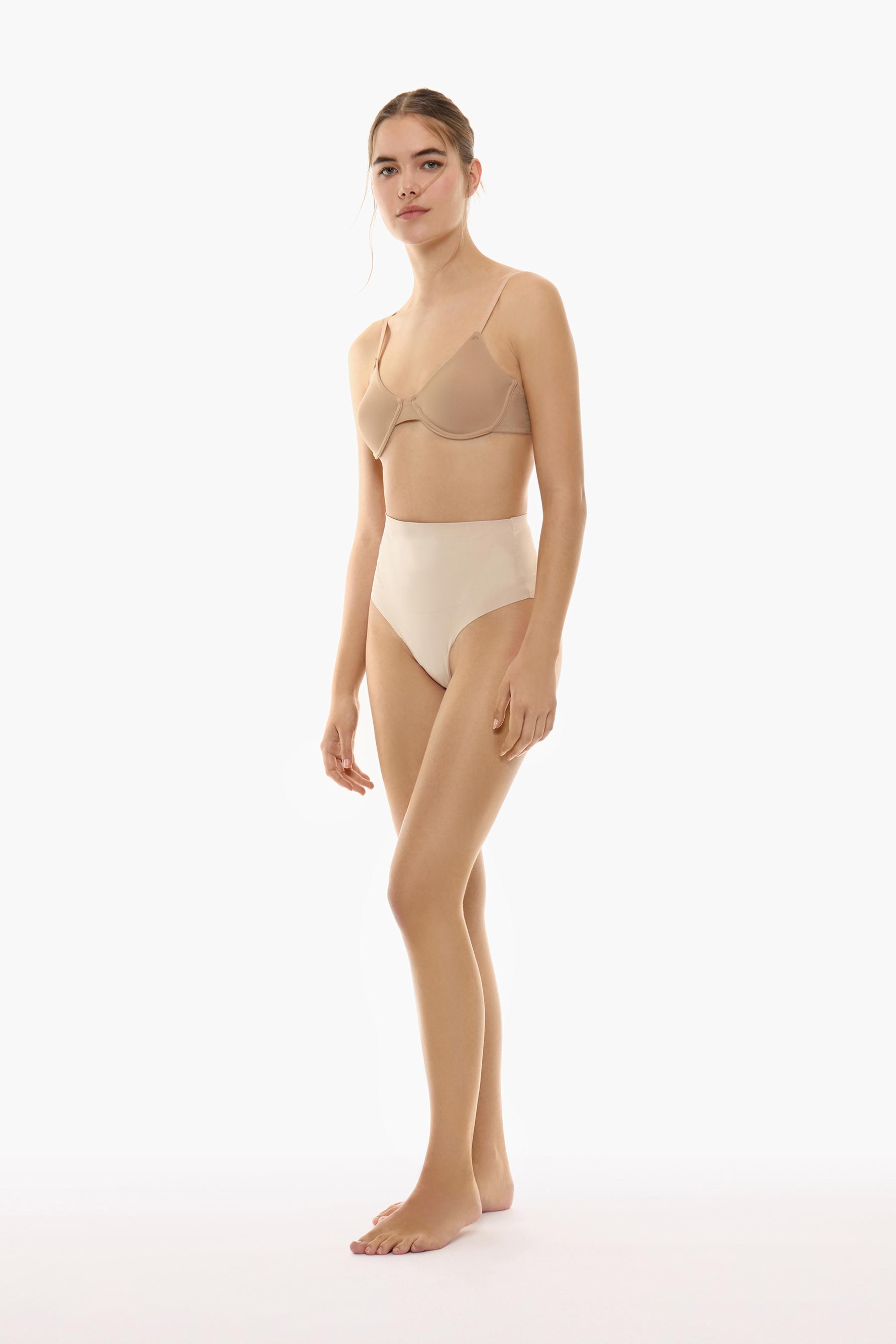 Microfibre shapewear thong — ECRU