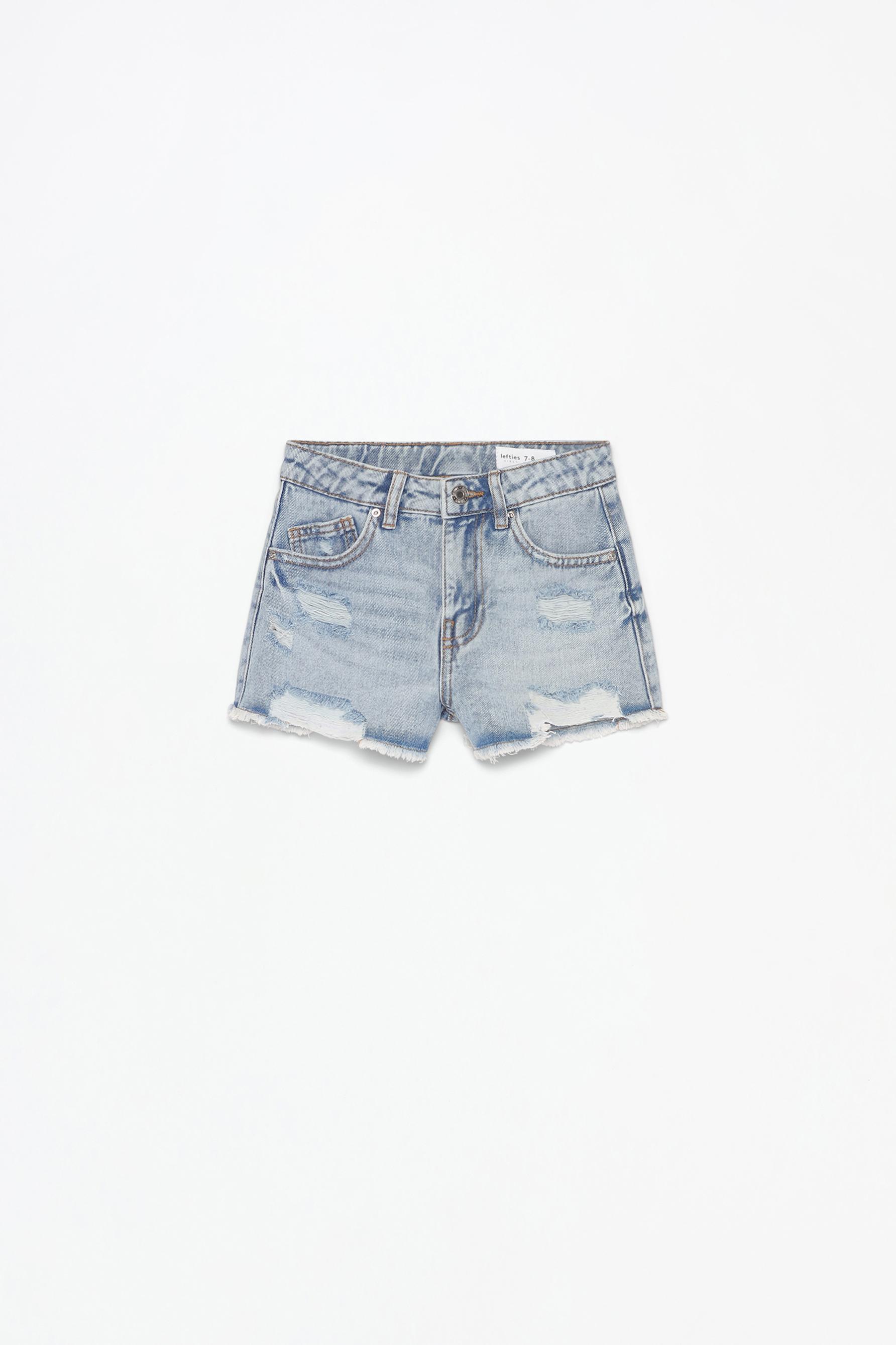 Denim Bermuda Zara Man Soft Denim Short Denim Rotos Zara RIPPED