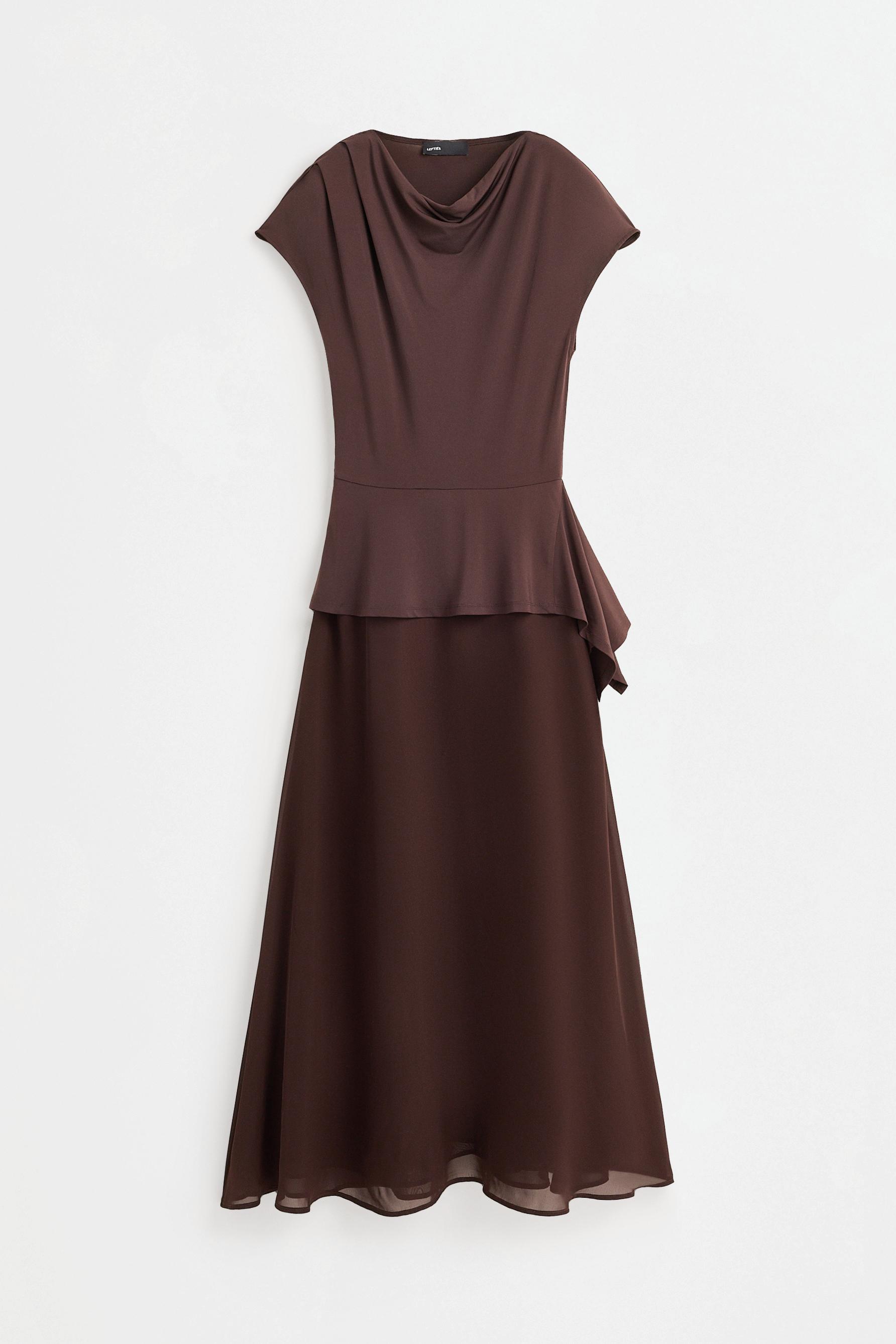 Mixed-fabric midi dress — CHOCOLATE