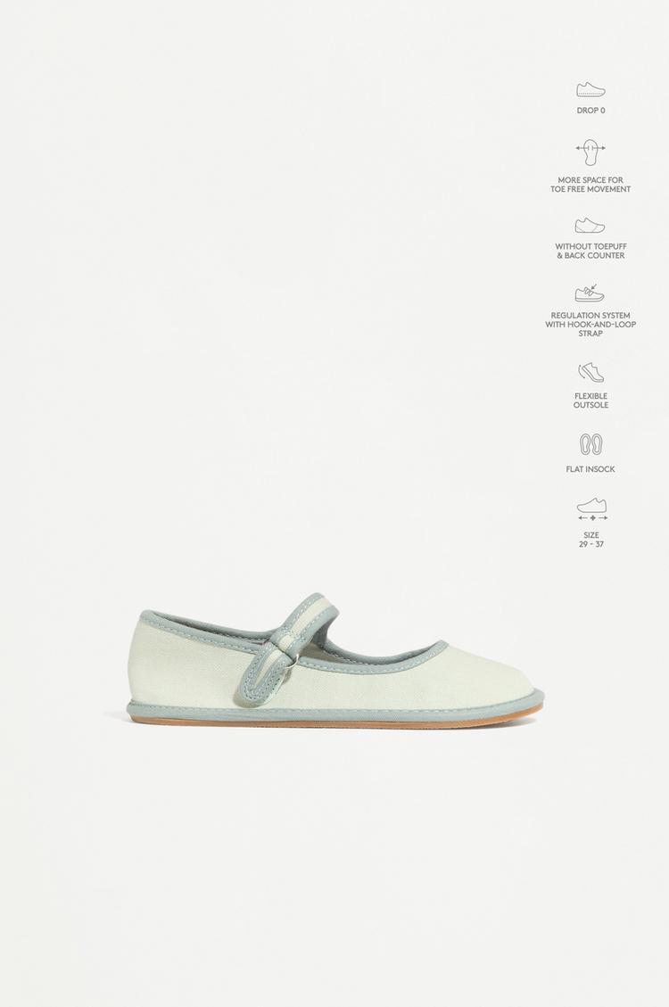 BAREFOOT MARY JANE FLATS — MINT GREEN