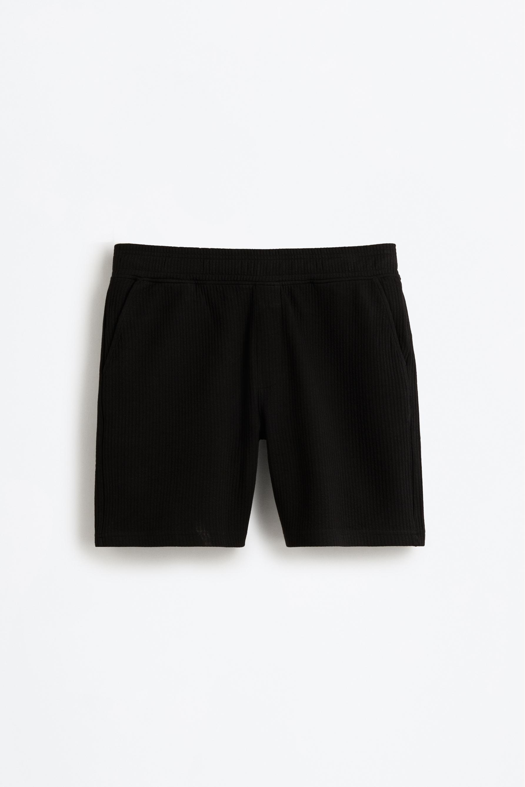 Textured tracksuit Bermuda shorts — BLACK