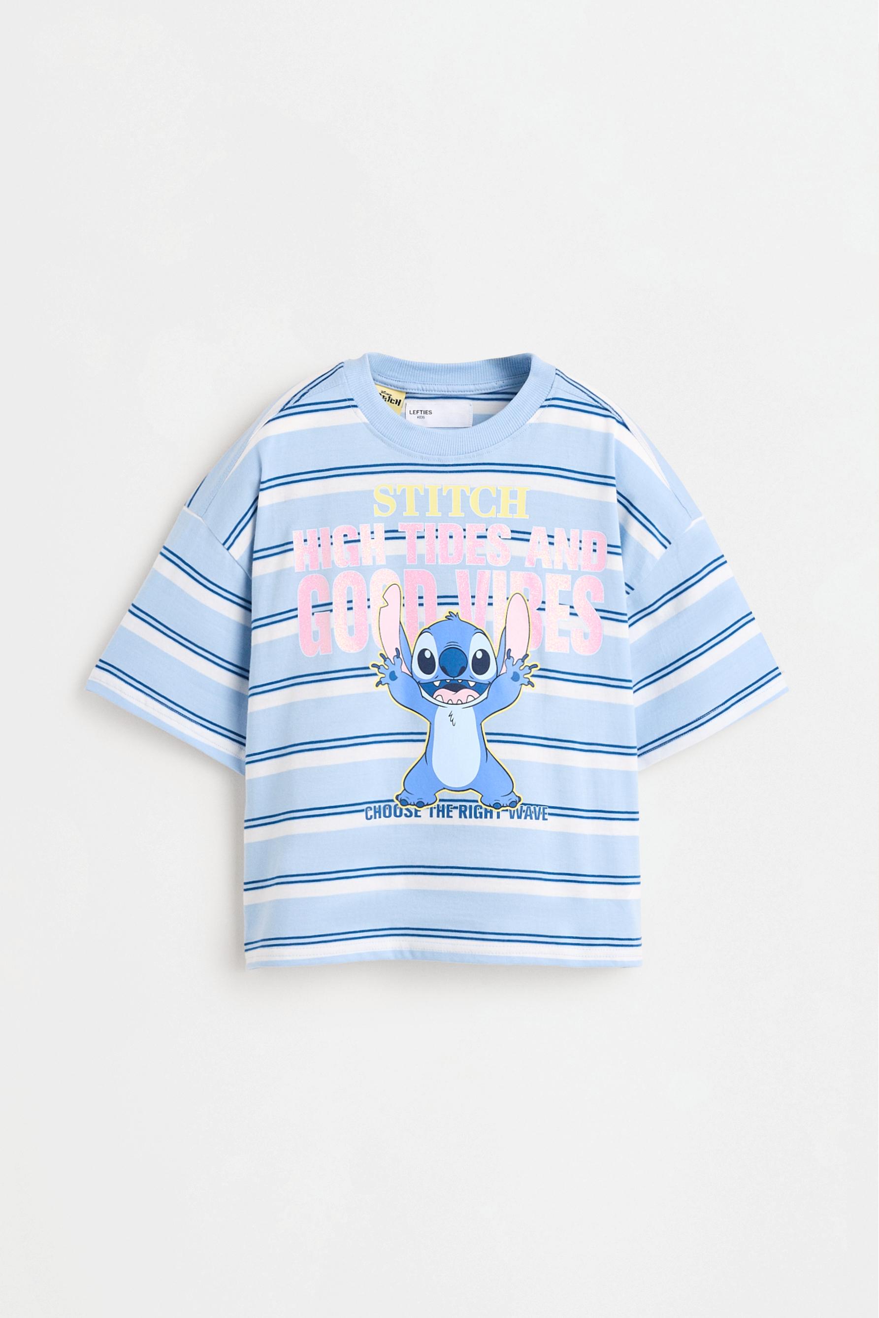 Stitch ©Disney Striped T-shirt — PALE BLUE