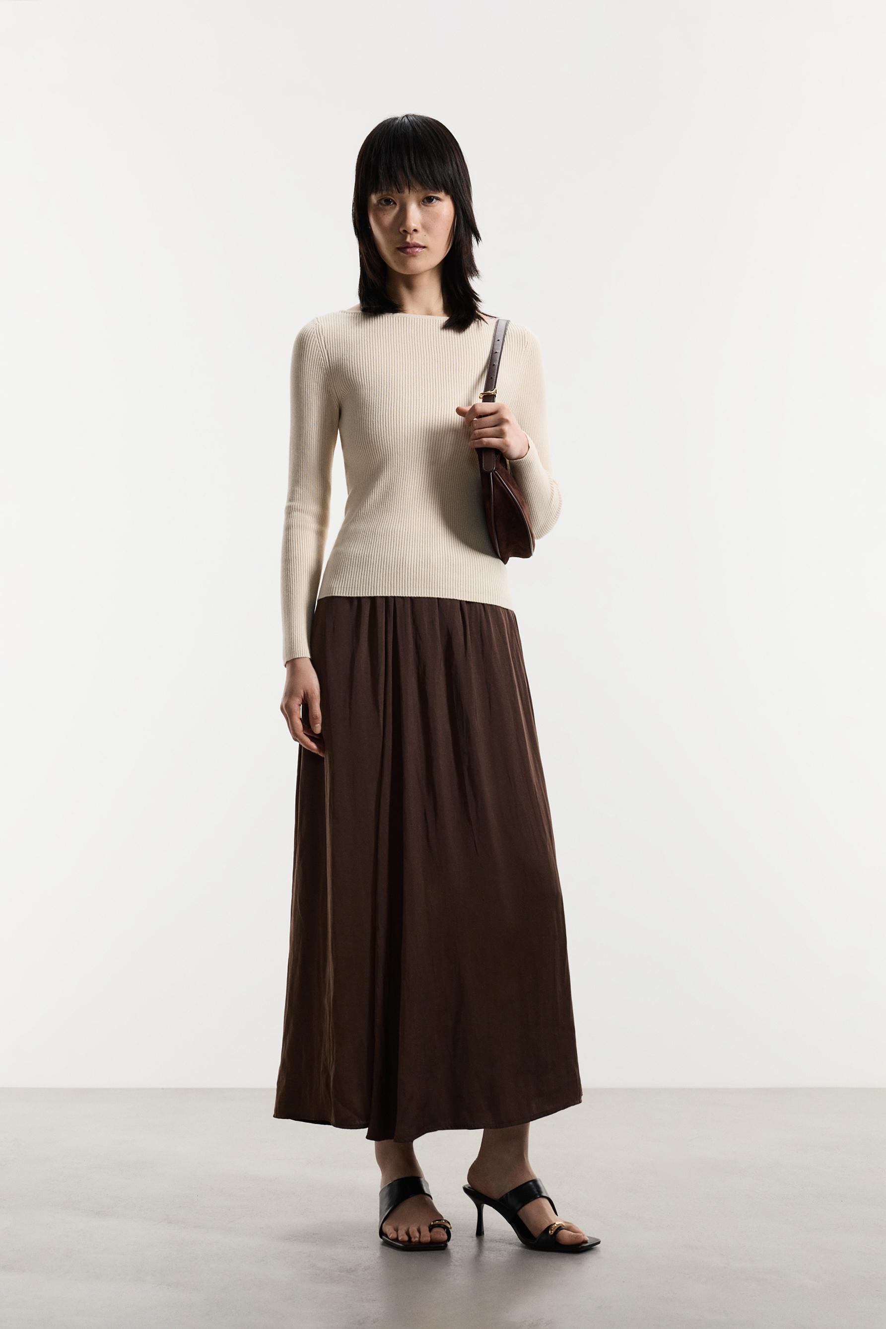 Basic rib sweater — ECRU