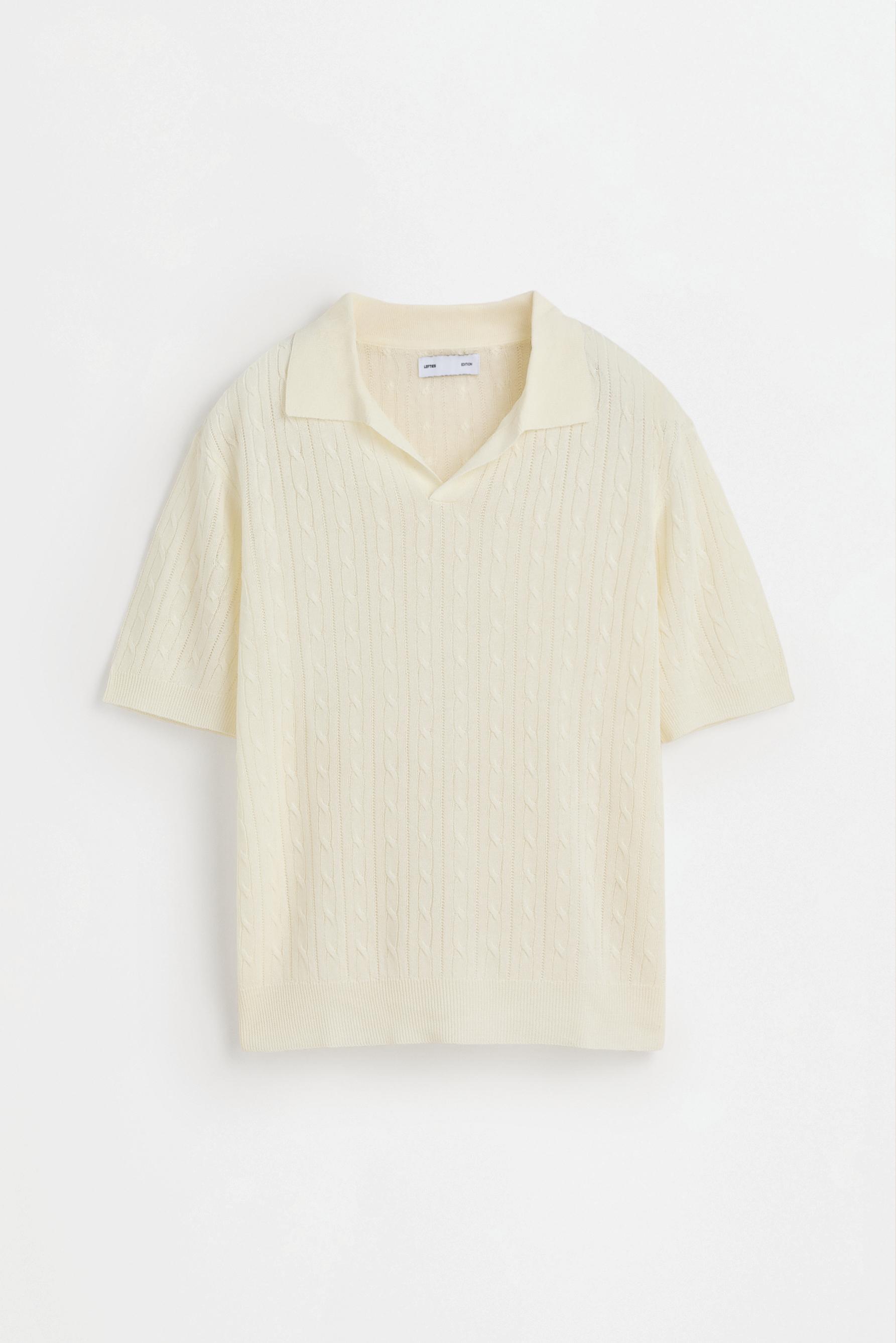 Linen knit polo shirt — OFF WHITE