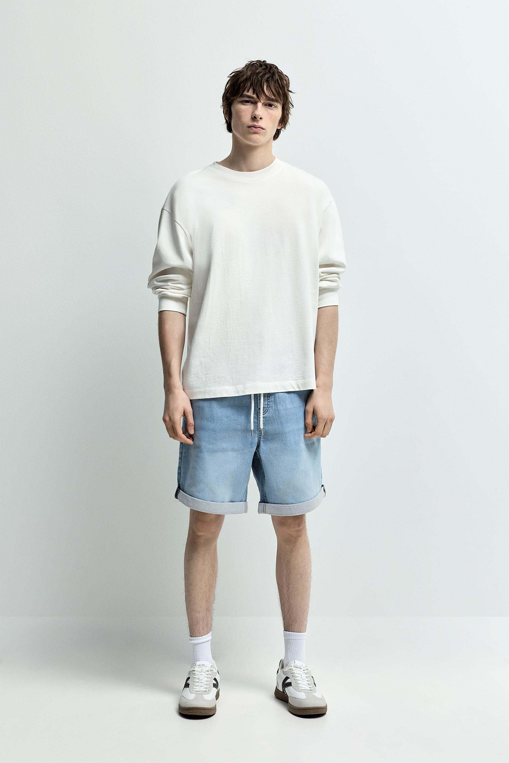 Denim jogger Bermuda shorts — NEON BLUE