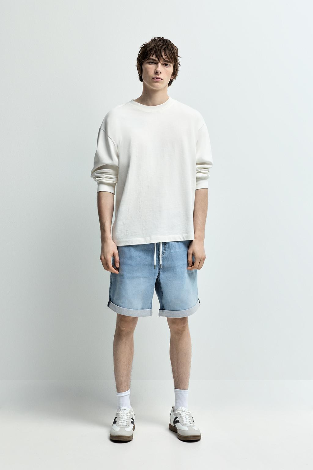 Denim jogger Bermuda shorts