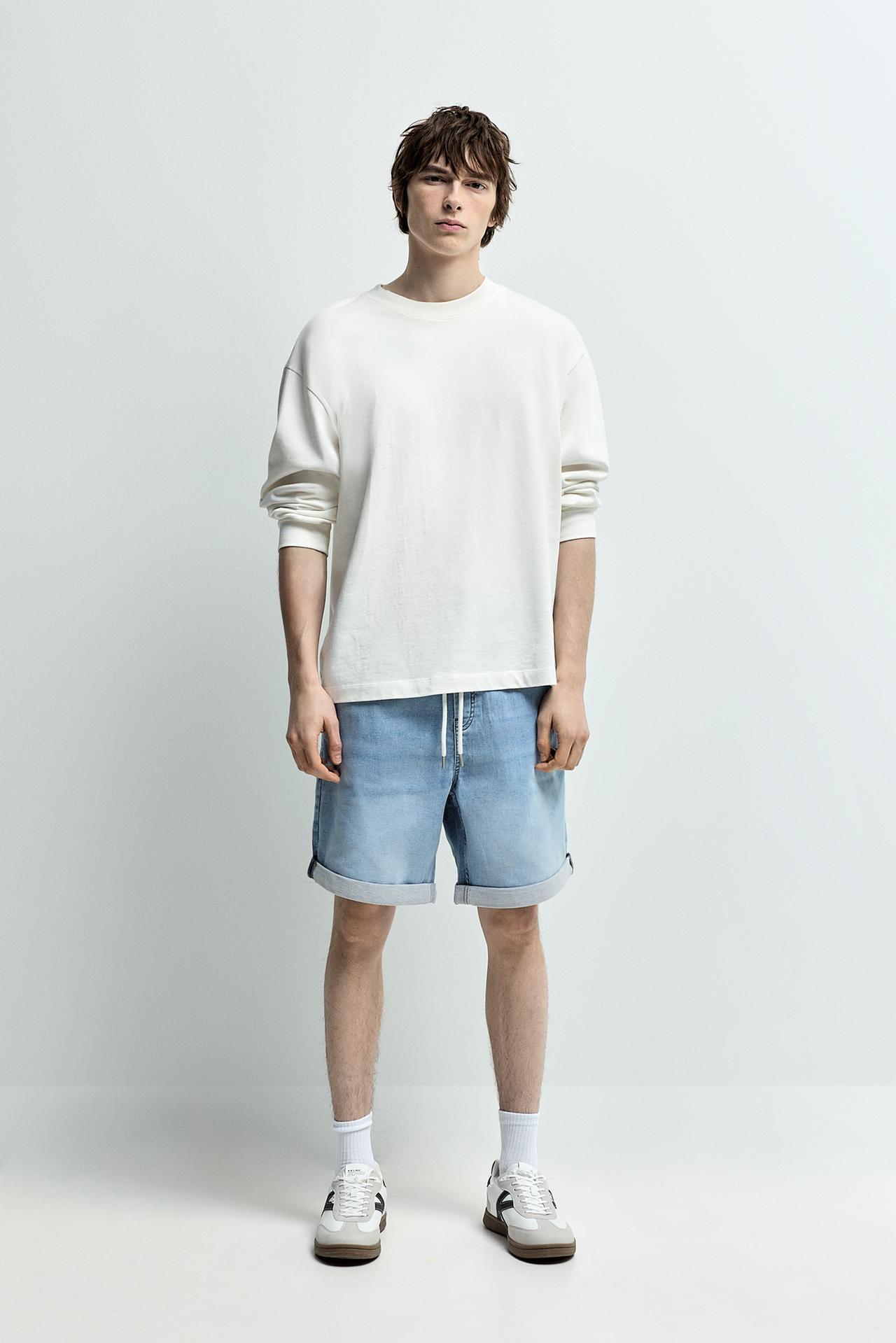 Denim jogger Bermuda shorts — NEON BLUE