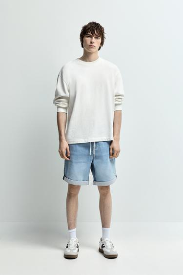 Denim jogger Bermuda shorts — NEON BLUE 1