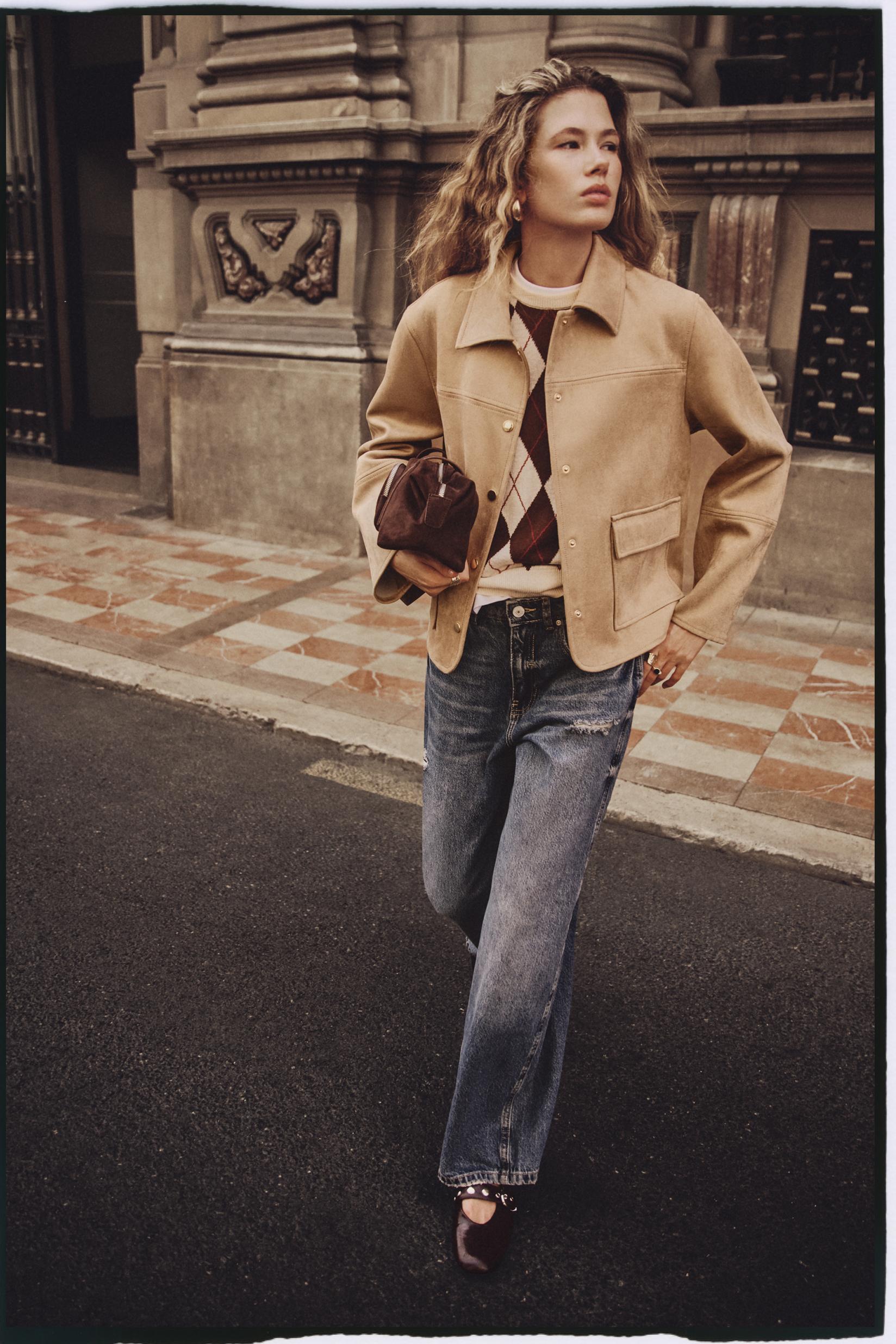 Faux suede jacket — GREY