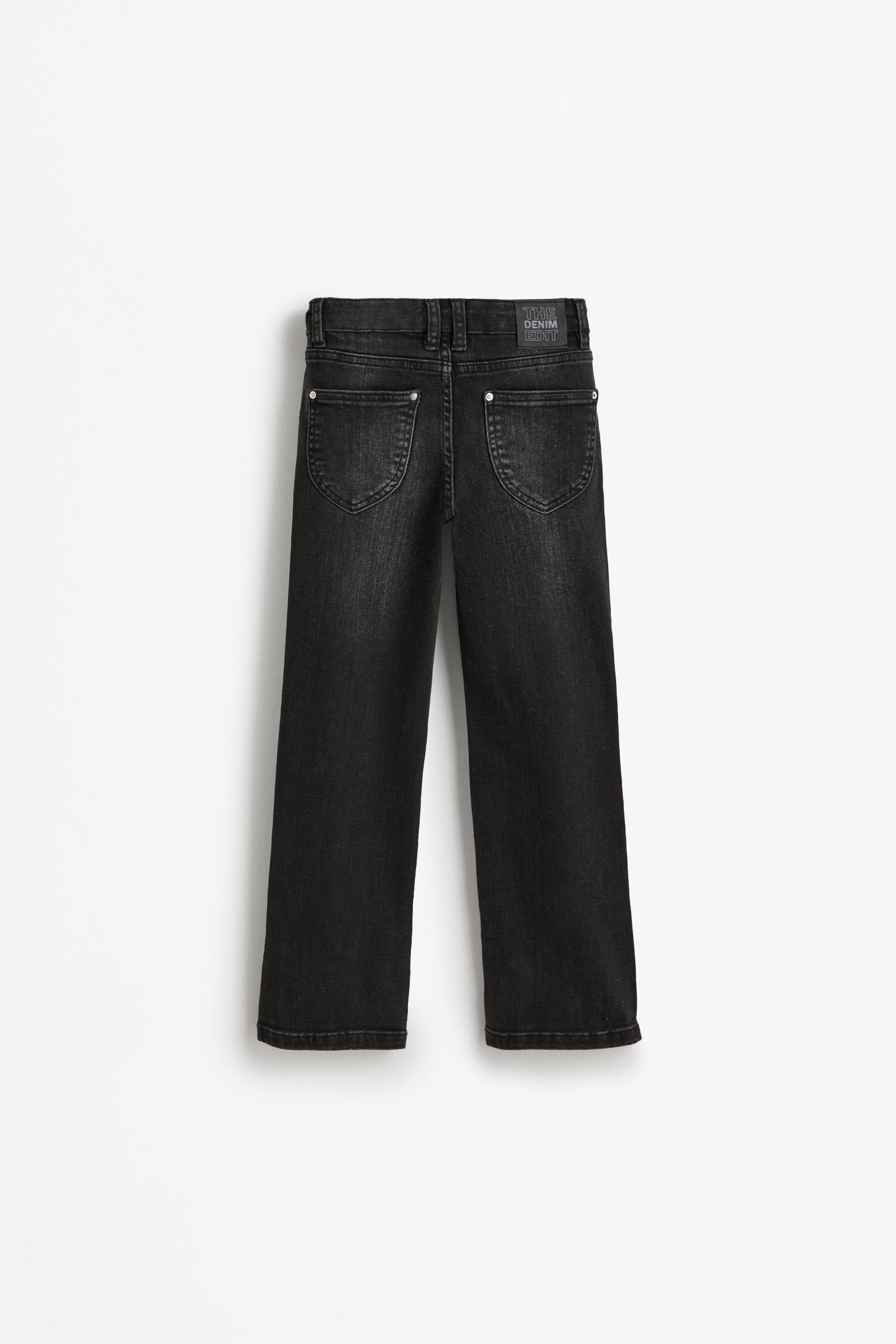 Bell bottom jeans with buttons — BLACK