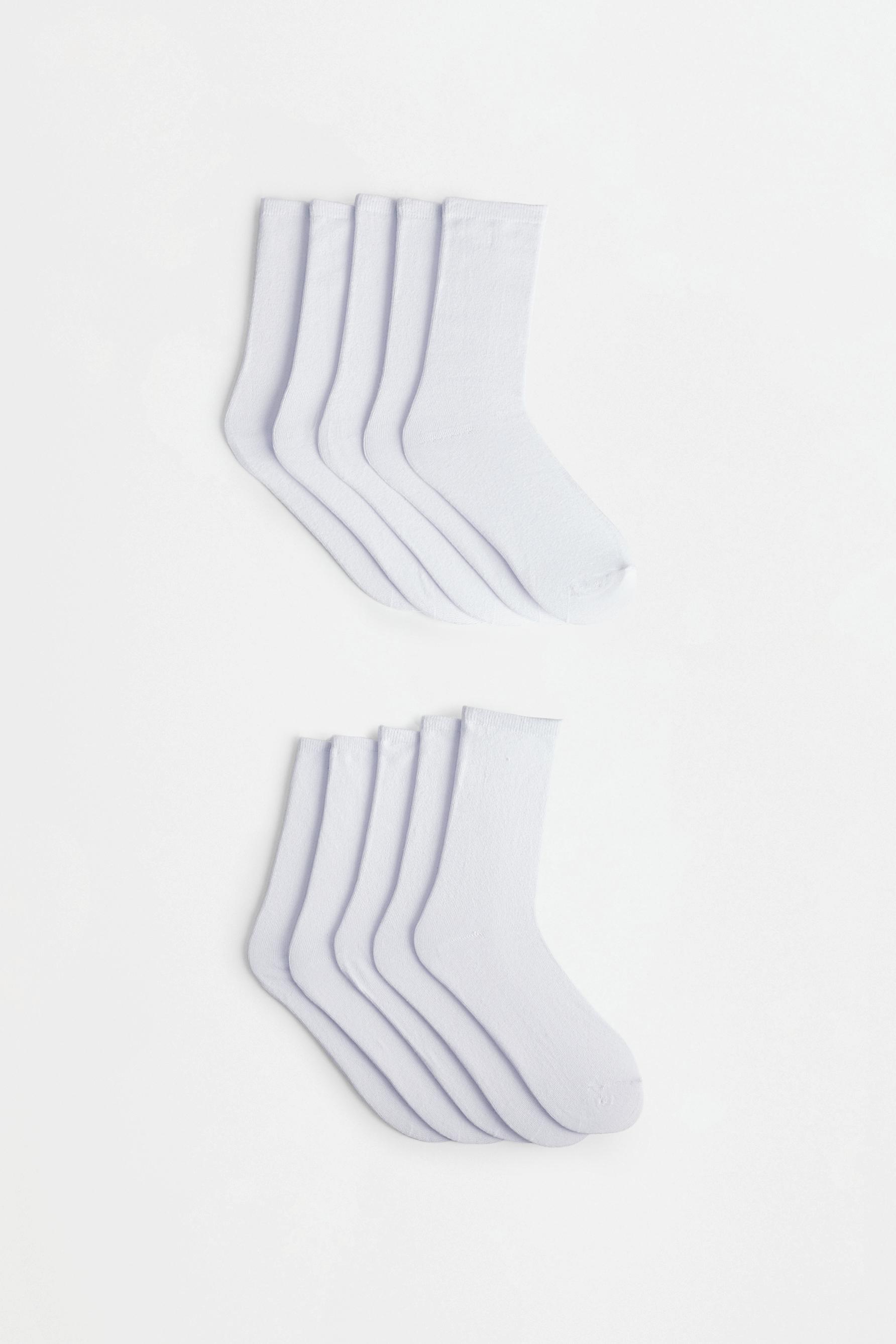 Plain long socks (10-pack) — WHITE
