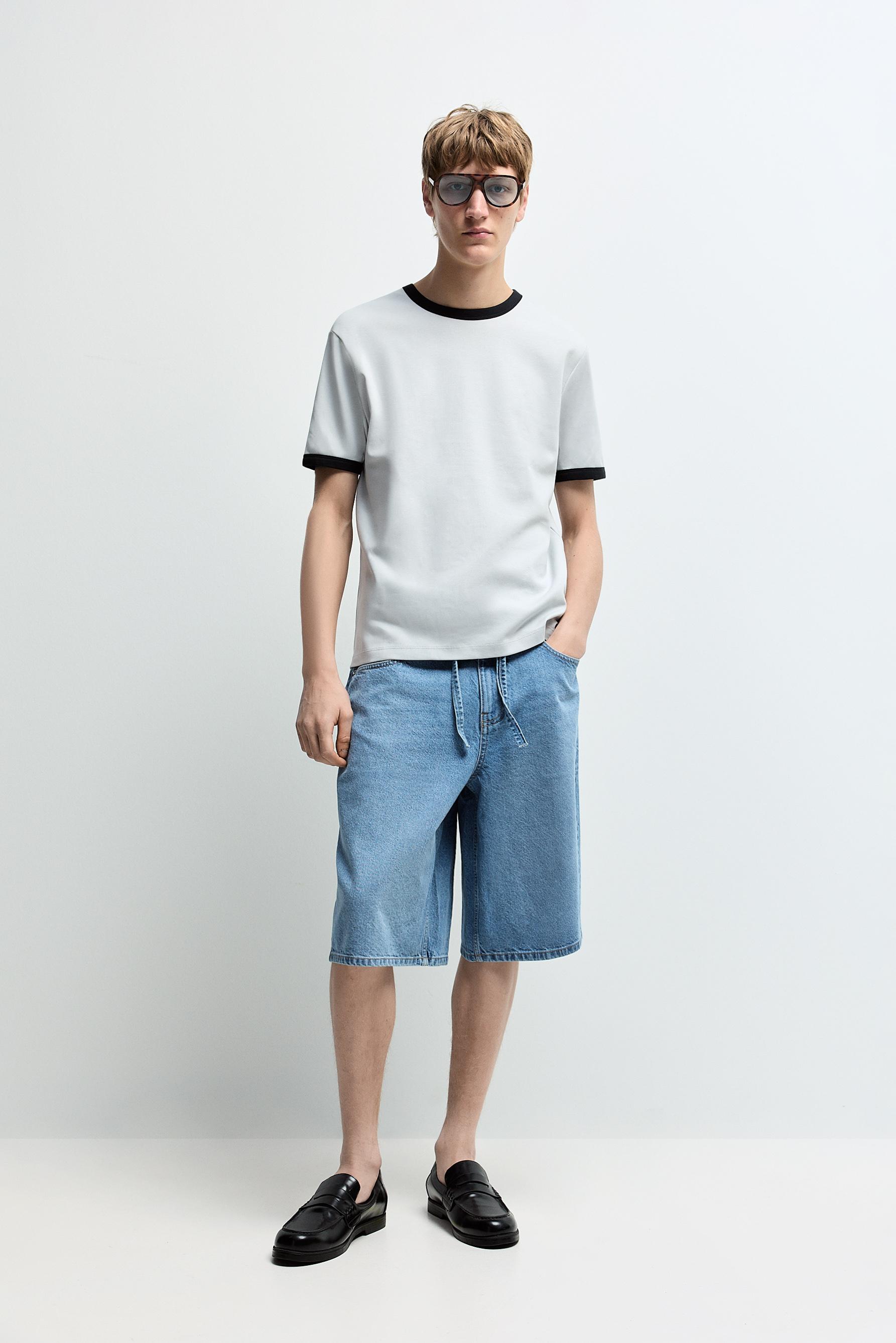 Bermuda denim baggy cordón