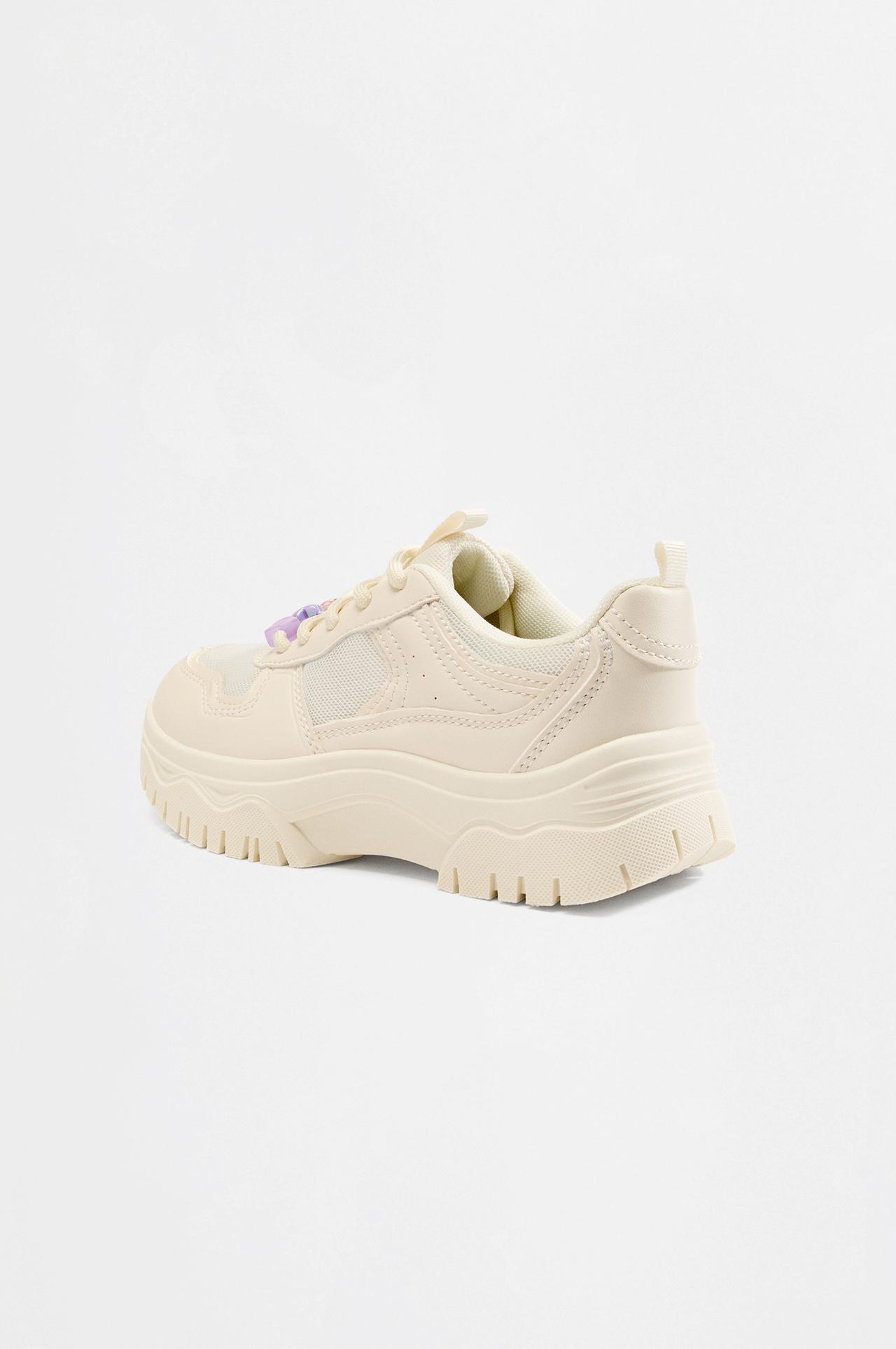 Platform charm sneakers — WHITE